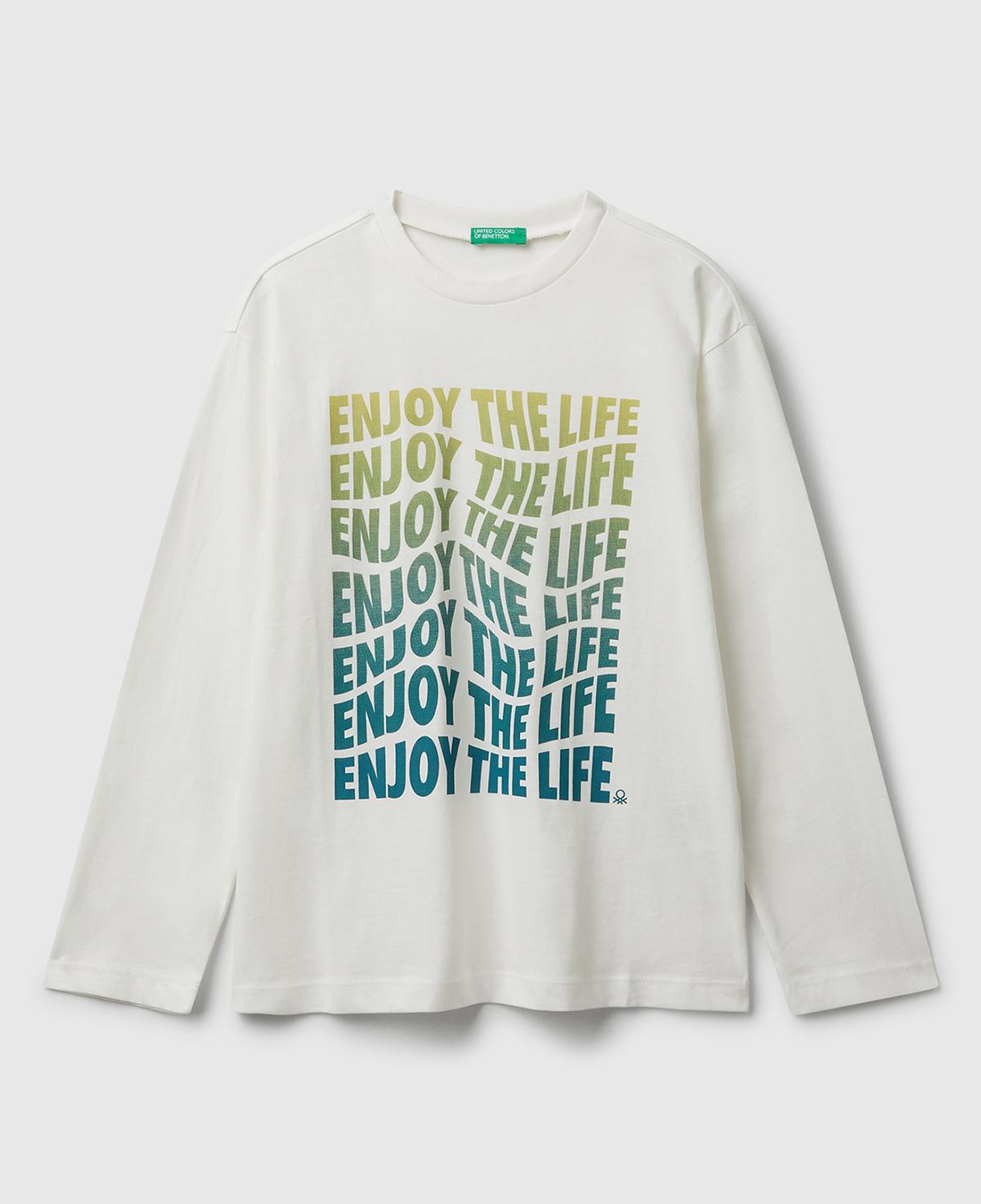 Erkek Çocuk Ekru Önü Baskılı Bisiklet Yaka Uzun Kollu T-shirt