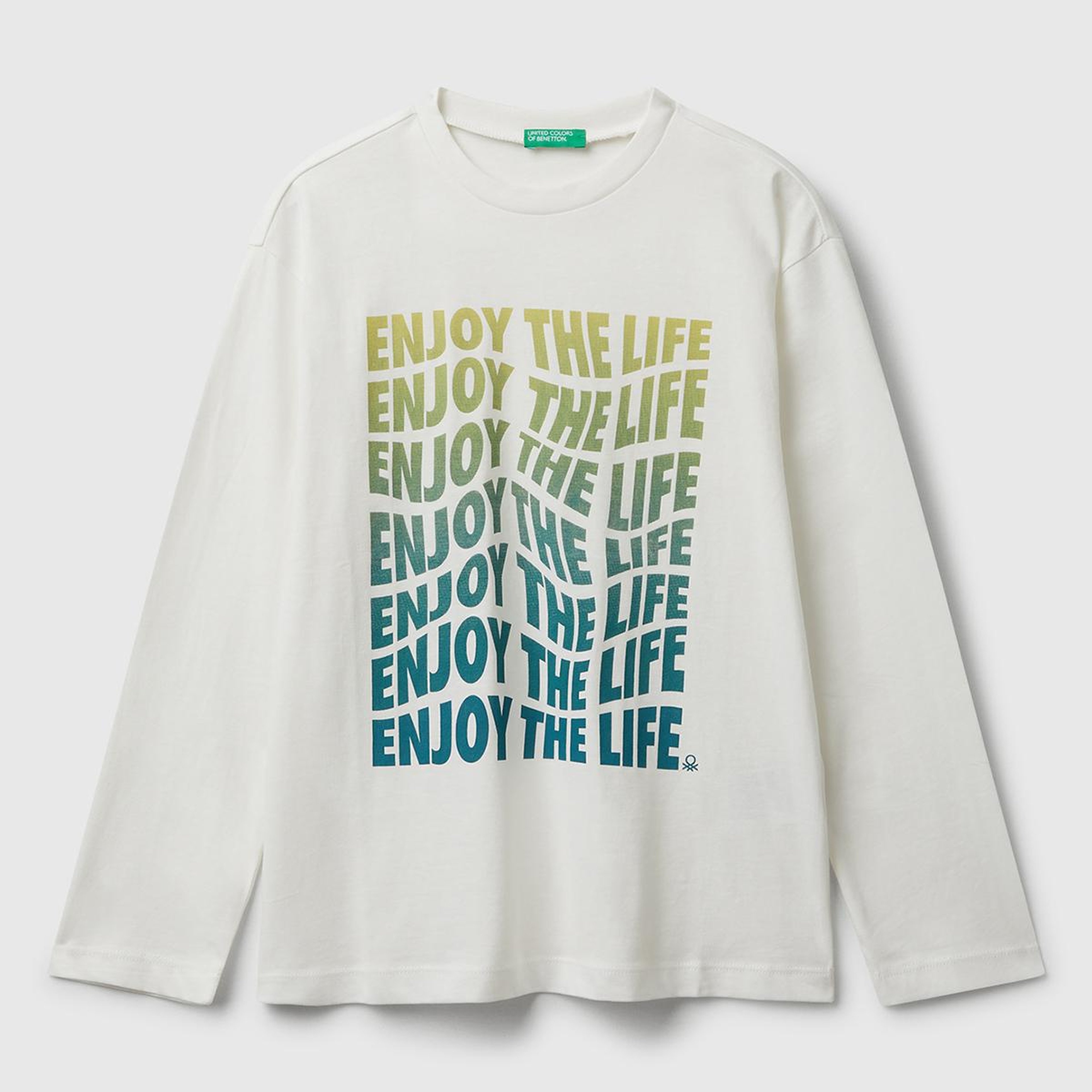 Erkek Çocuk Ekru Önü Baskılı Bisiklet Yaka Uzun Kollu T-shirt