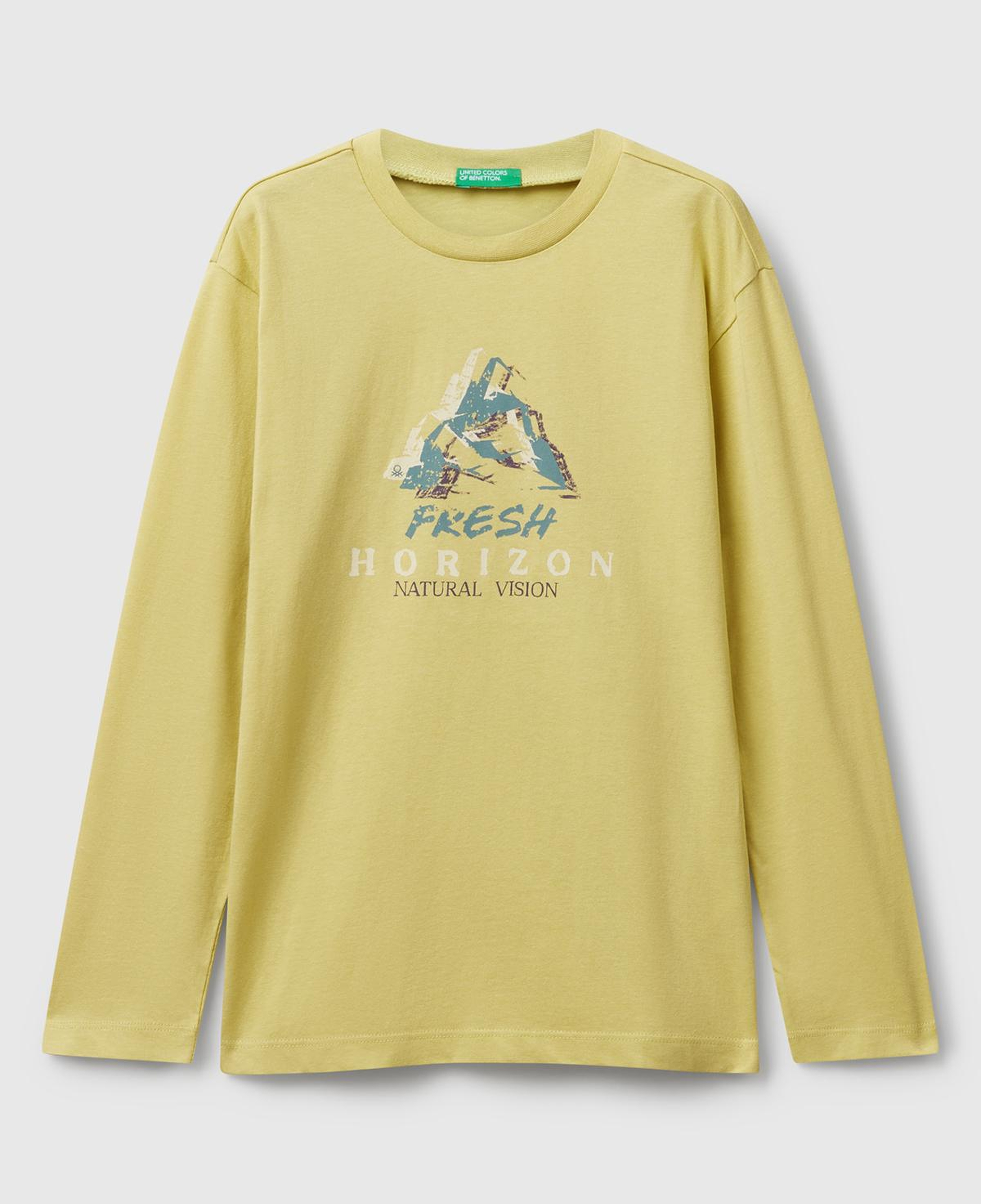 Erkek Çocuk Hardal Önü Baskılı Bisiklet Yaka Uzun Kollu T-shirt