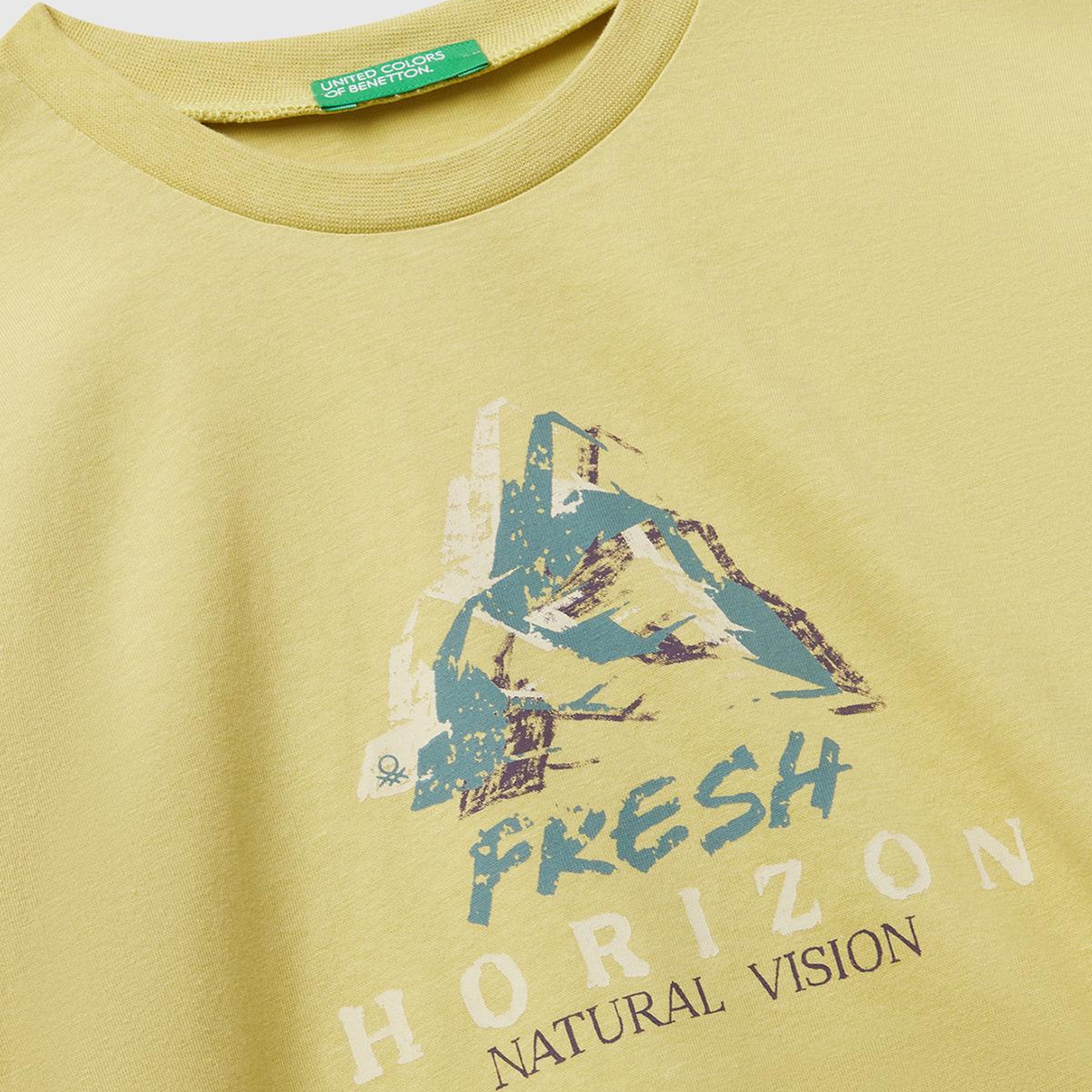 Erkek Çocuk Hardal Önü Baskılı Bisiklet Yaka Uzun Kollu T-shirt