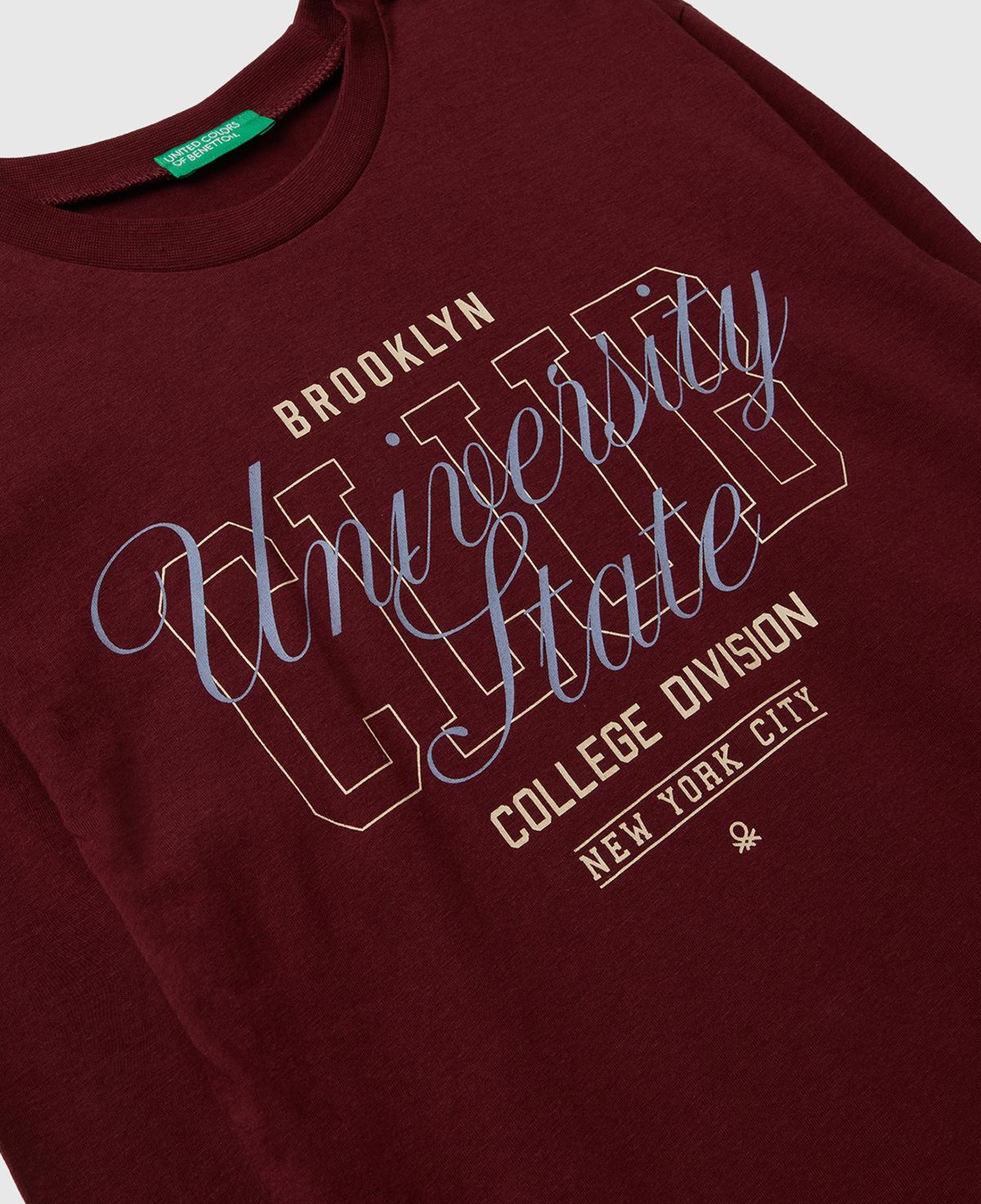 Erkek Çocuk Bordo Önü Baskılı Bisiklet Yaka Uzun Kollu T-shirt