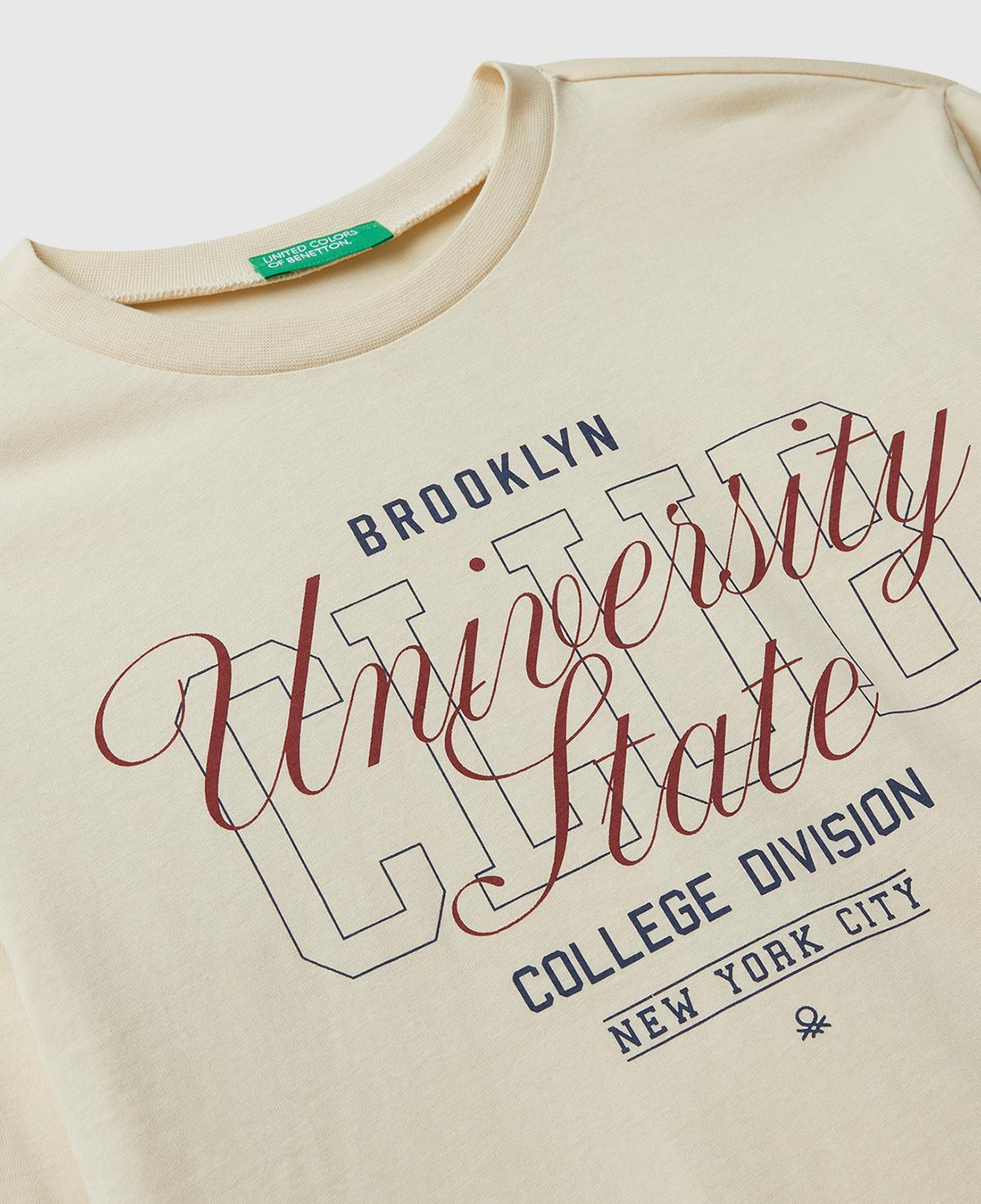 Erkek Çocuk Krem Önü Baskılı Bisiklet Yaka Uzun Kollu T-shirt