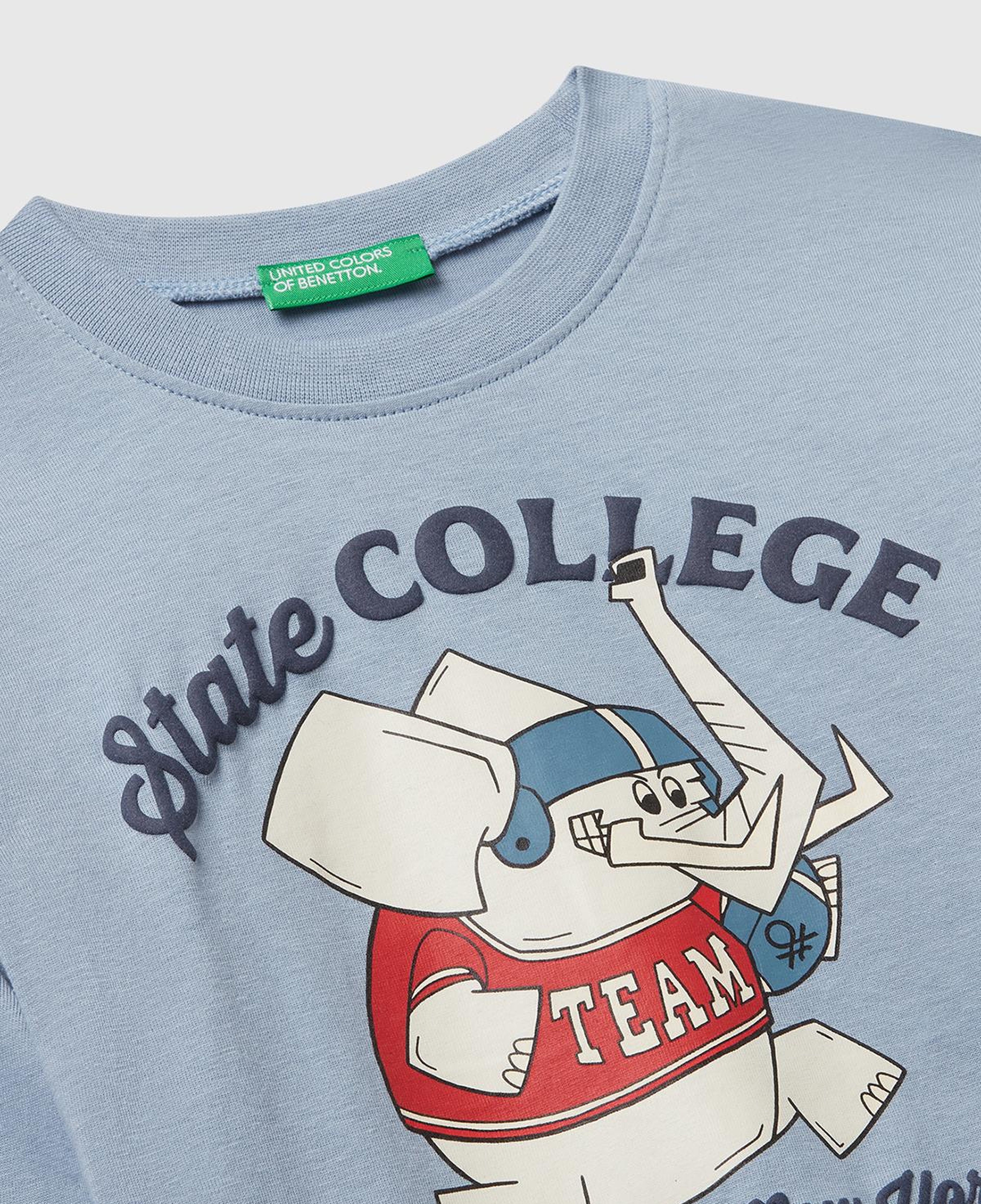 Erkek Çocuk Mavi Baskılı Bisiklet Yaka Uzun Kollu T-shirt