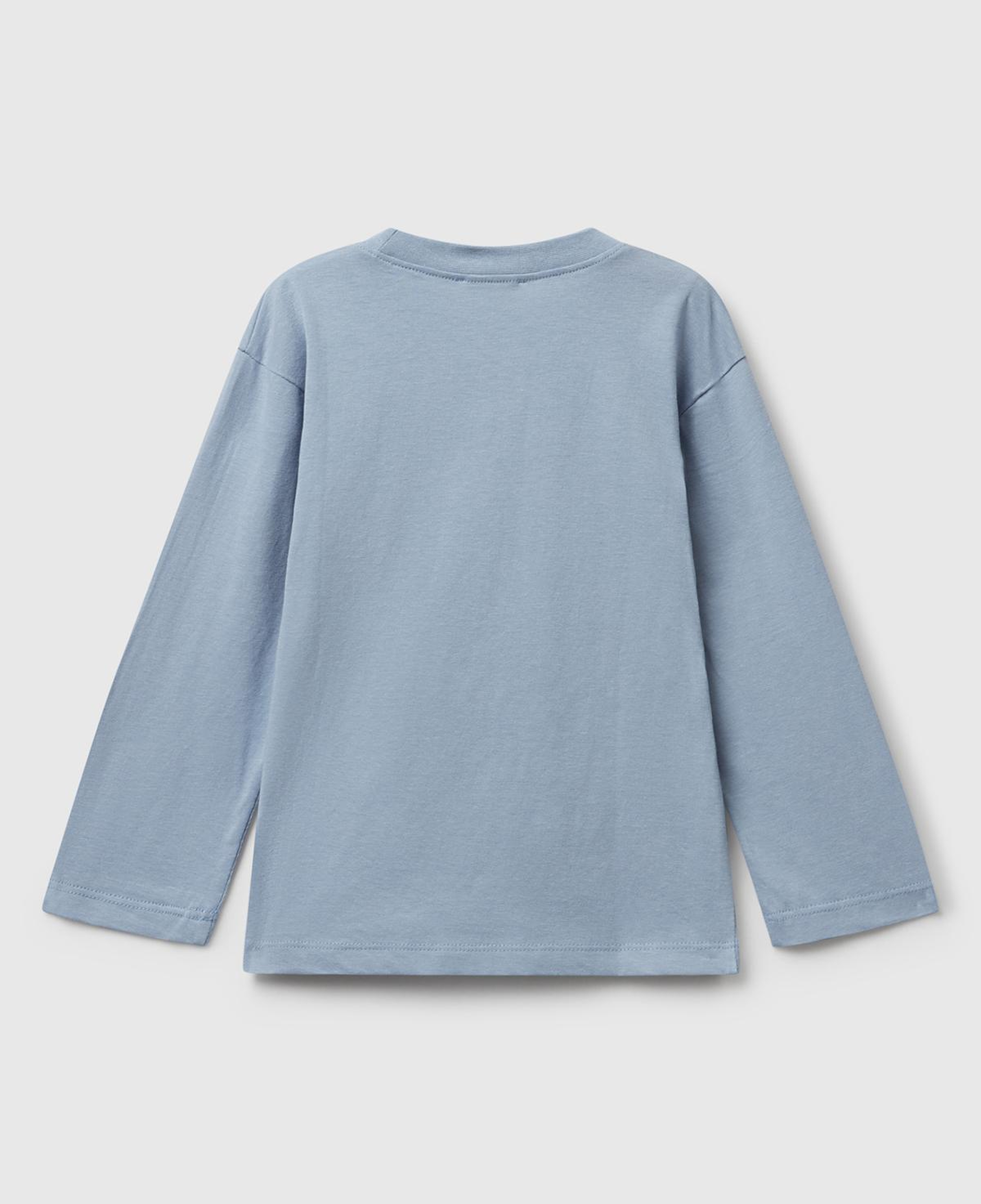 Erkek Çocuk Mavi Baskılı Bisiklet Yaka Uzun Kollu T-shirt