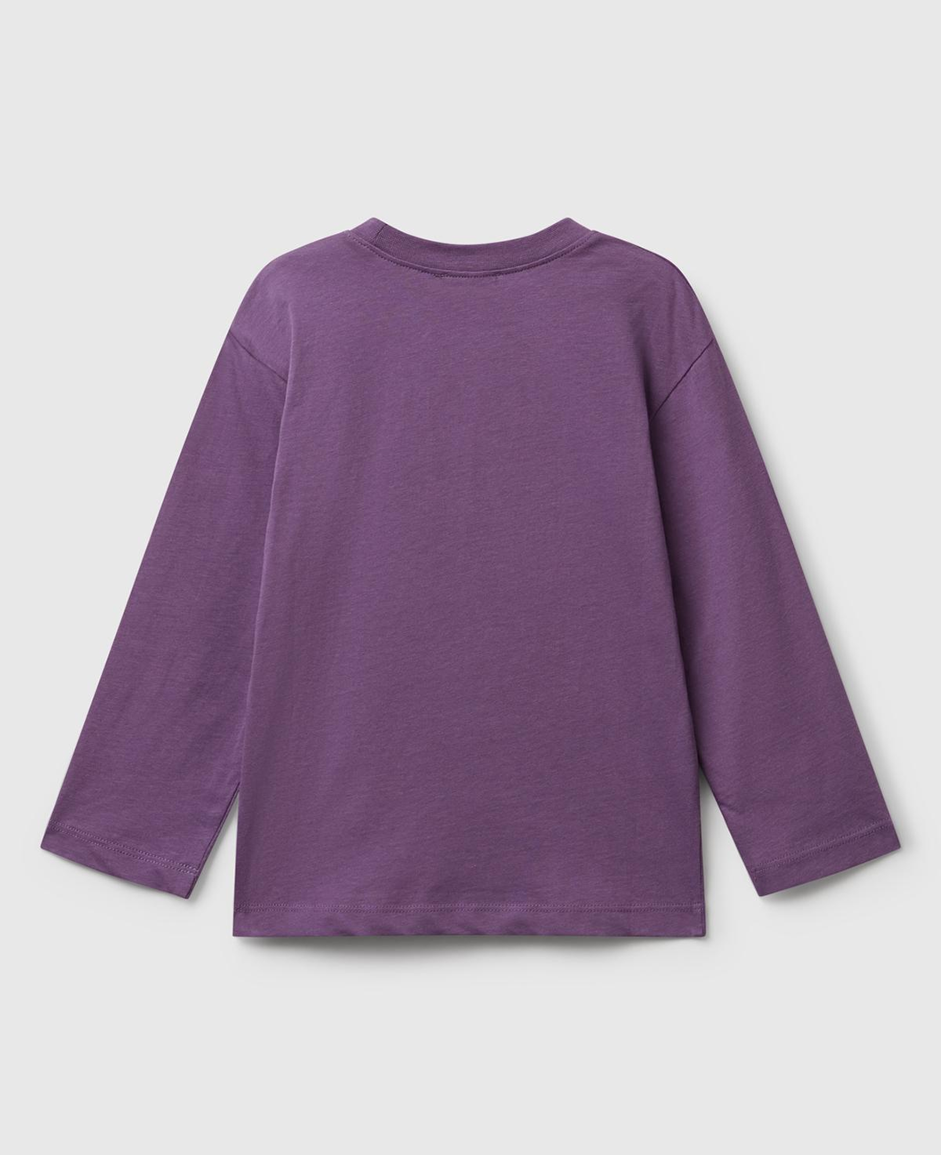 Erkek Çocuk Mor Baskılı Bisiklet Yaka Uzun Kollu T-shirt