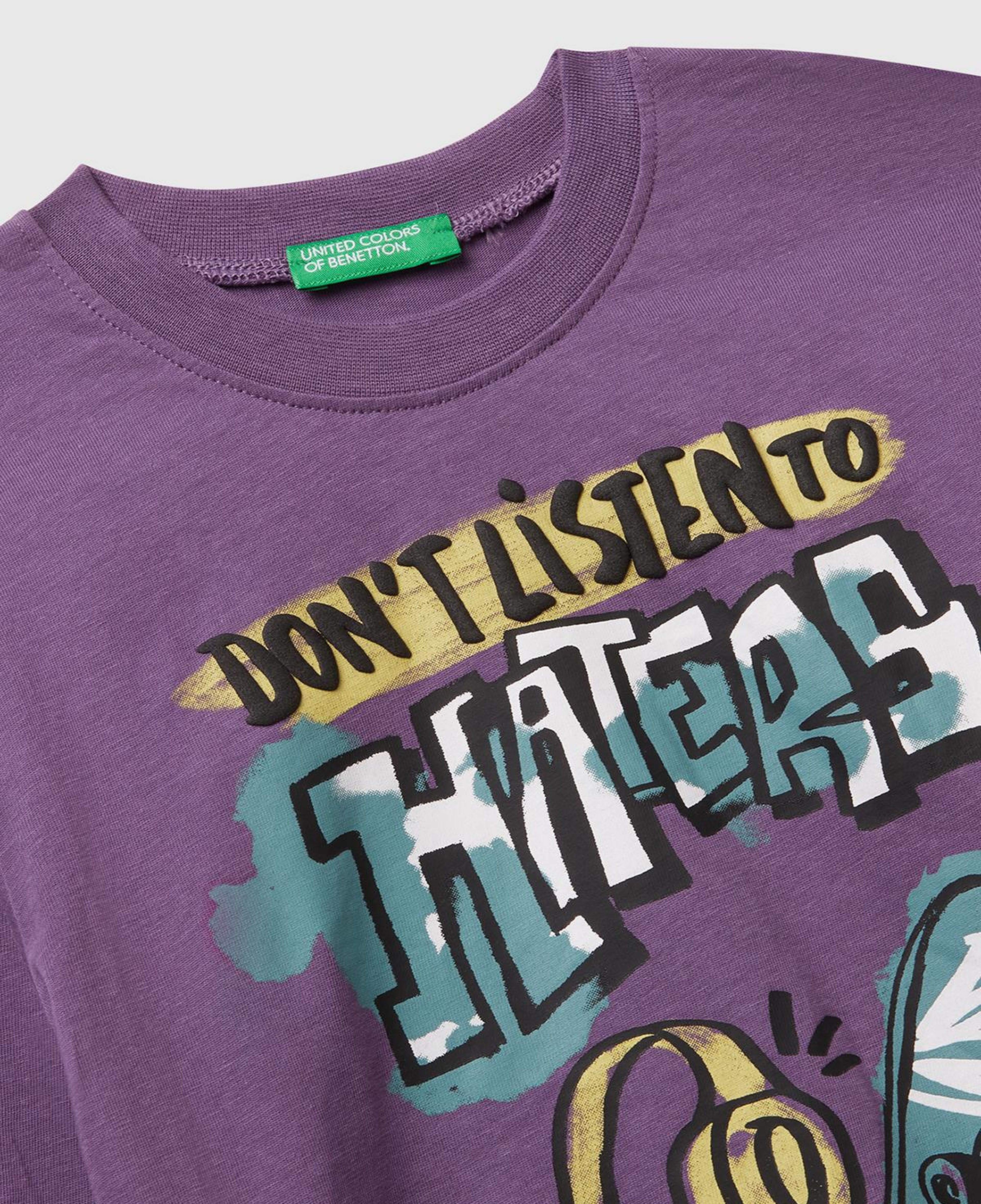 Erkek Çocuk Mor Baskılı Bisiklet Yaka Uzun Kollu T-shirt