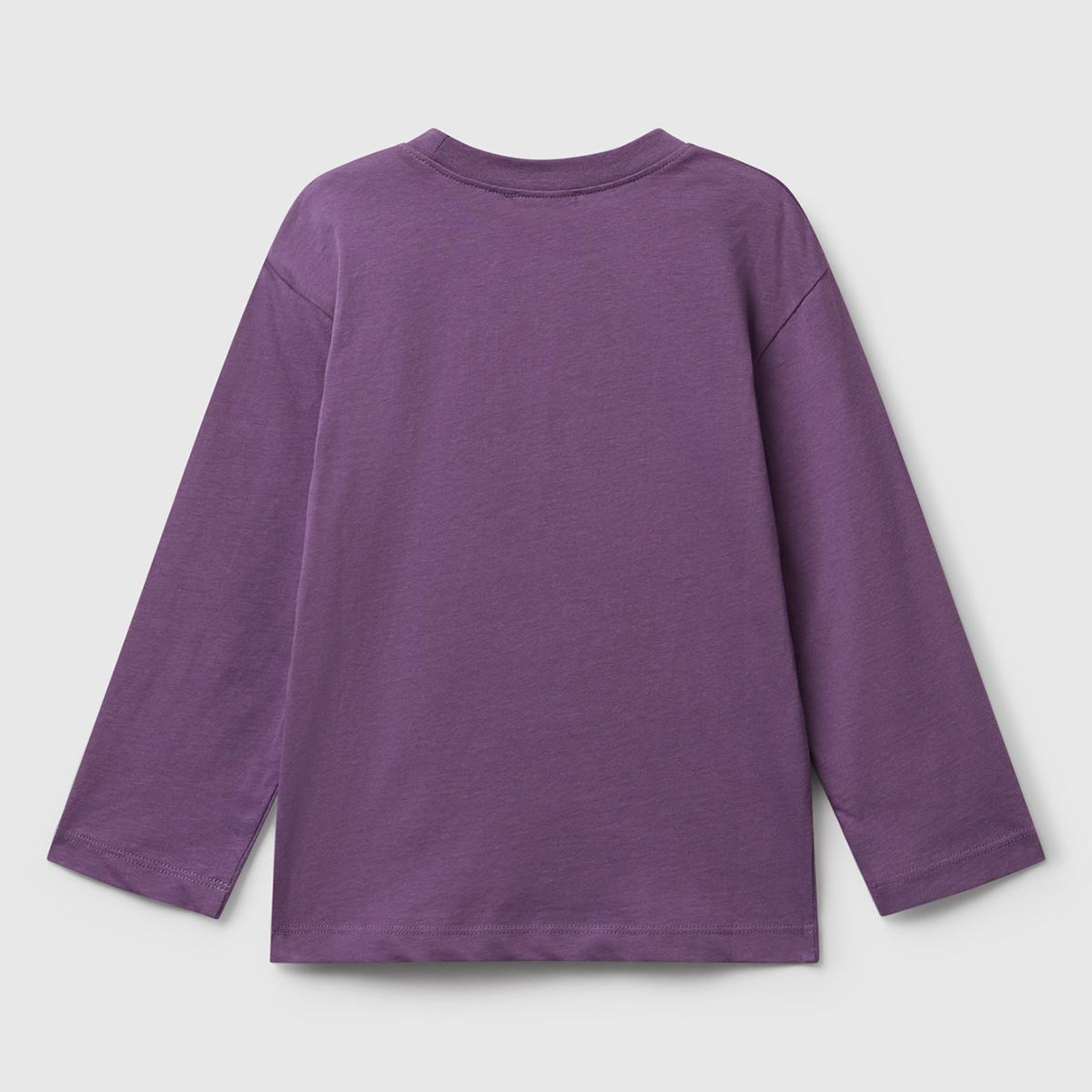 Erkek Çocuk Mor Baskılı Bisiklet Yaka Uzun Kollu T-shirt