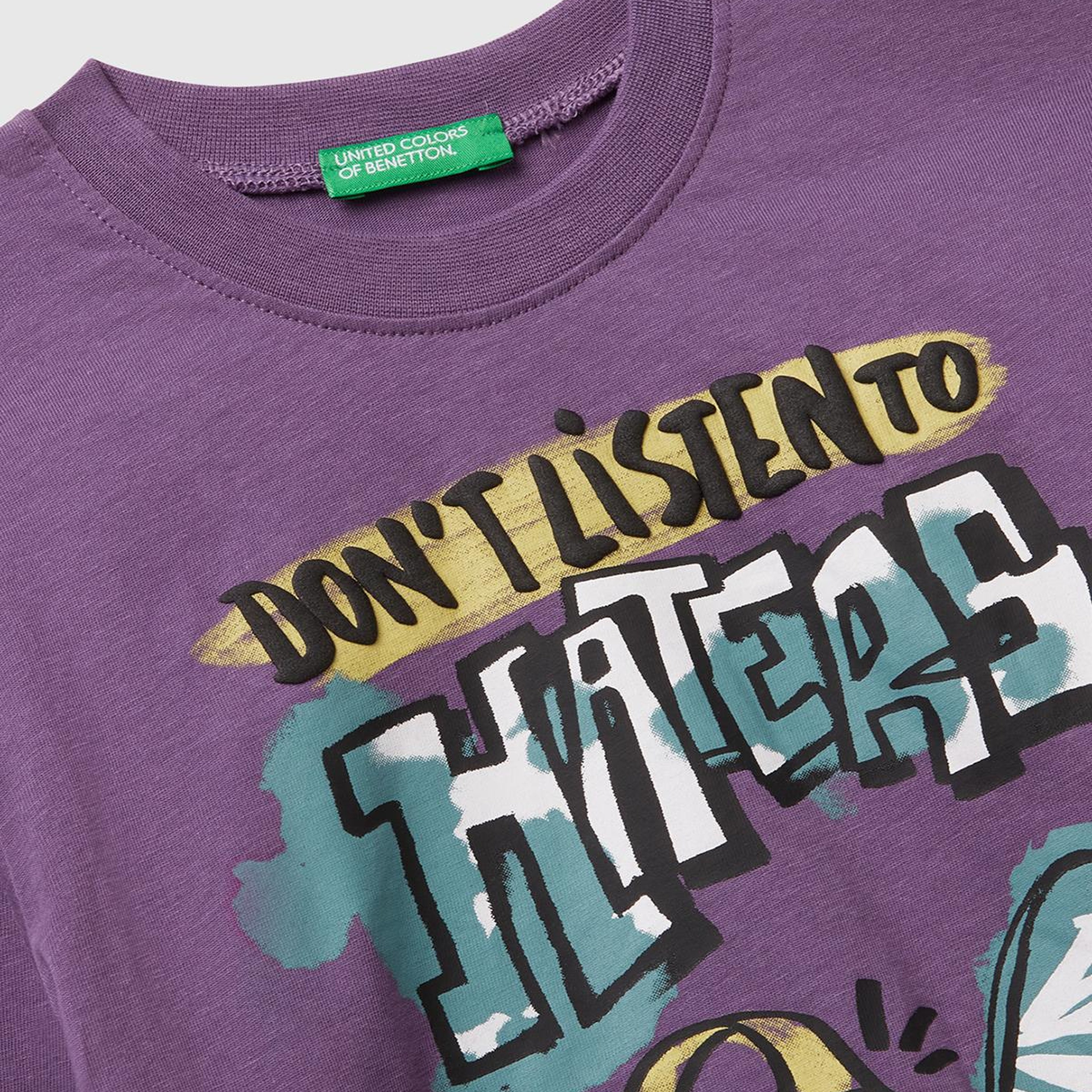 Erkek Çocuk Mor Baskılı Bisiklet Yaka Uzun Kollu T-shirt