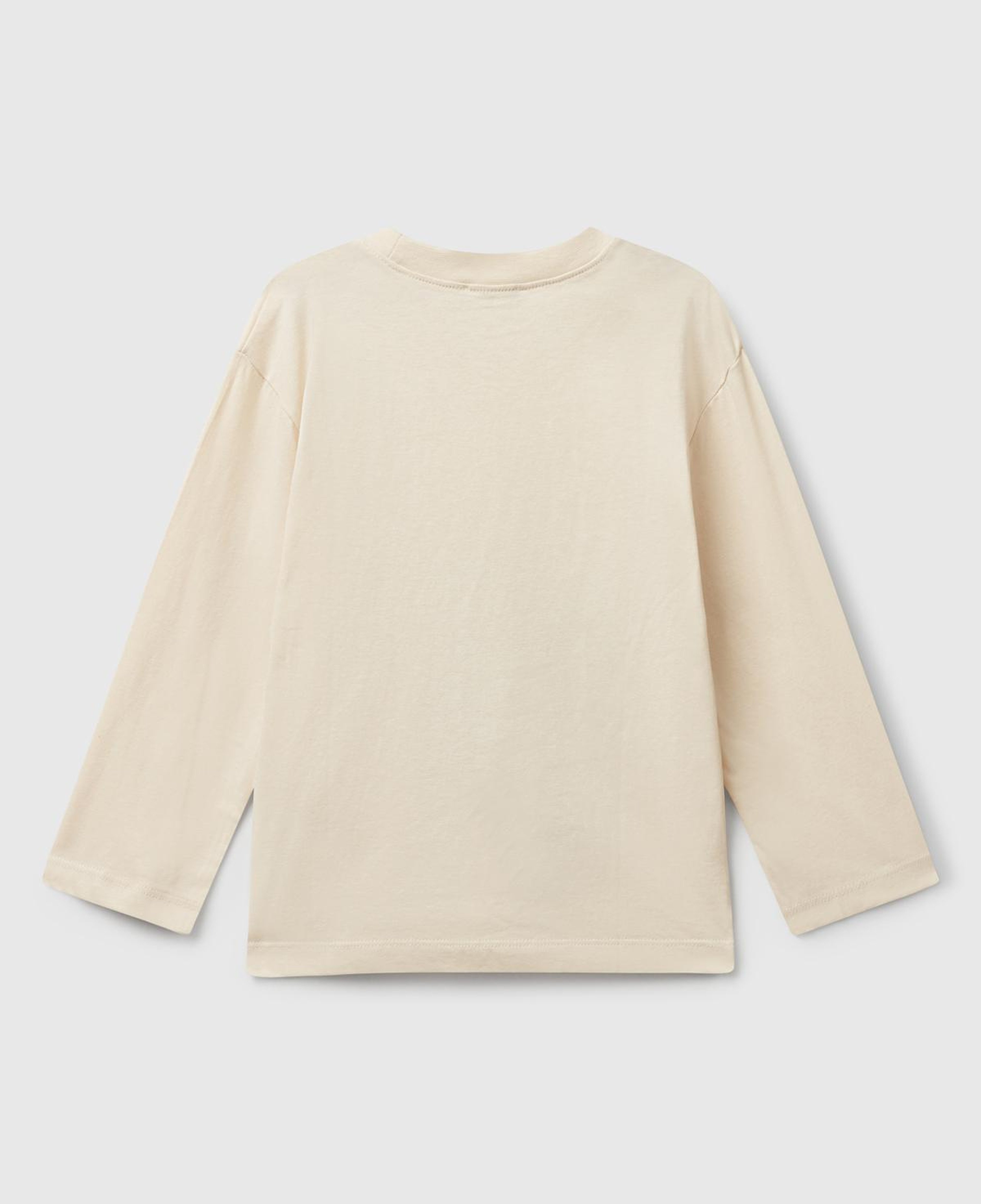 Erkek Çocuk Krem Baskılı Bisiklet Yaka Uzun Kollu T-shirt