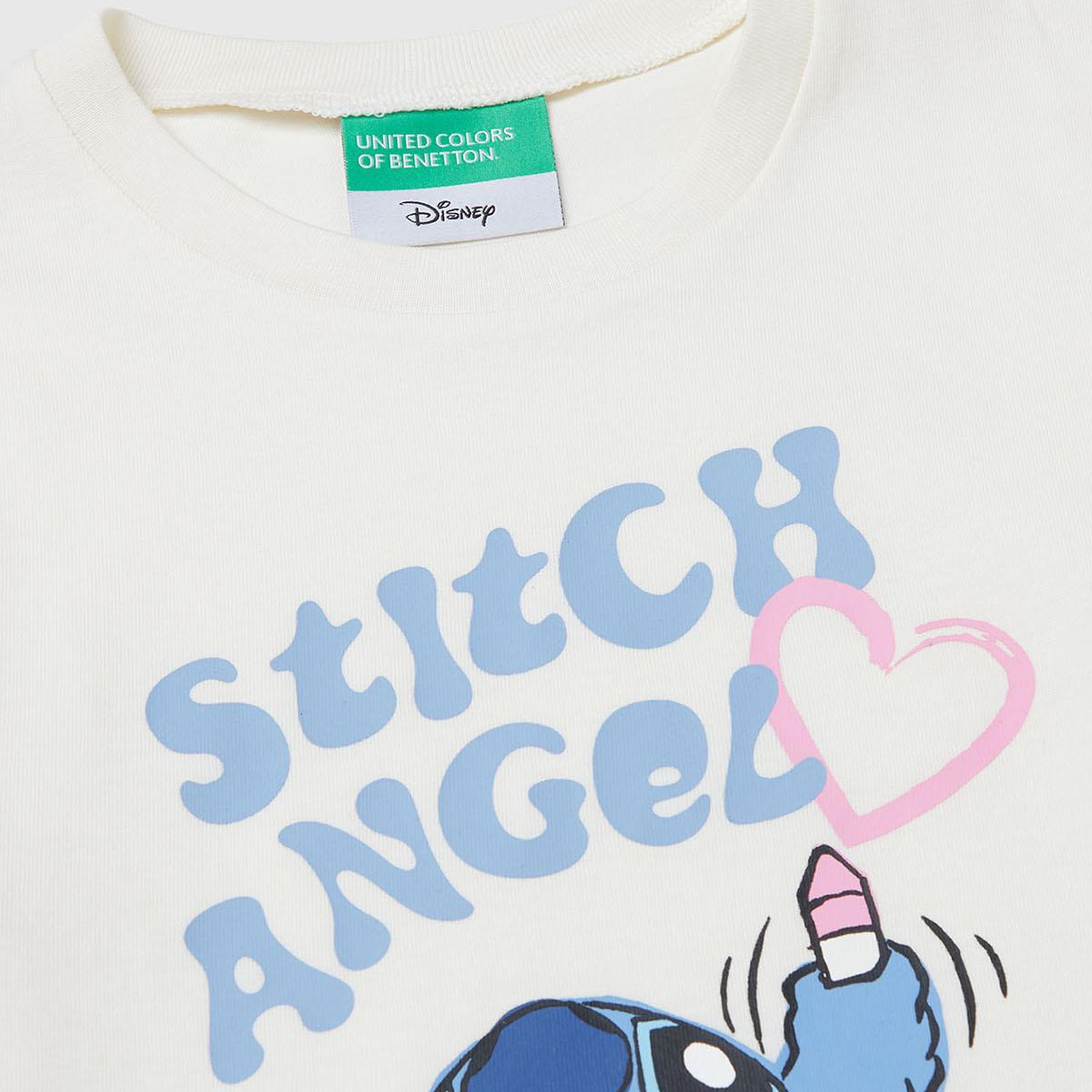 Kız Çocuk Ekru Önü Baskılı Logo Etiketli Ribana Yakalı Uzun Kollu T-shirt