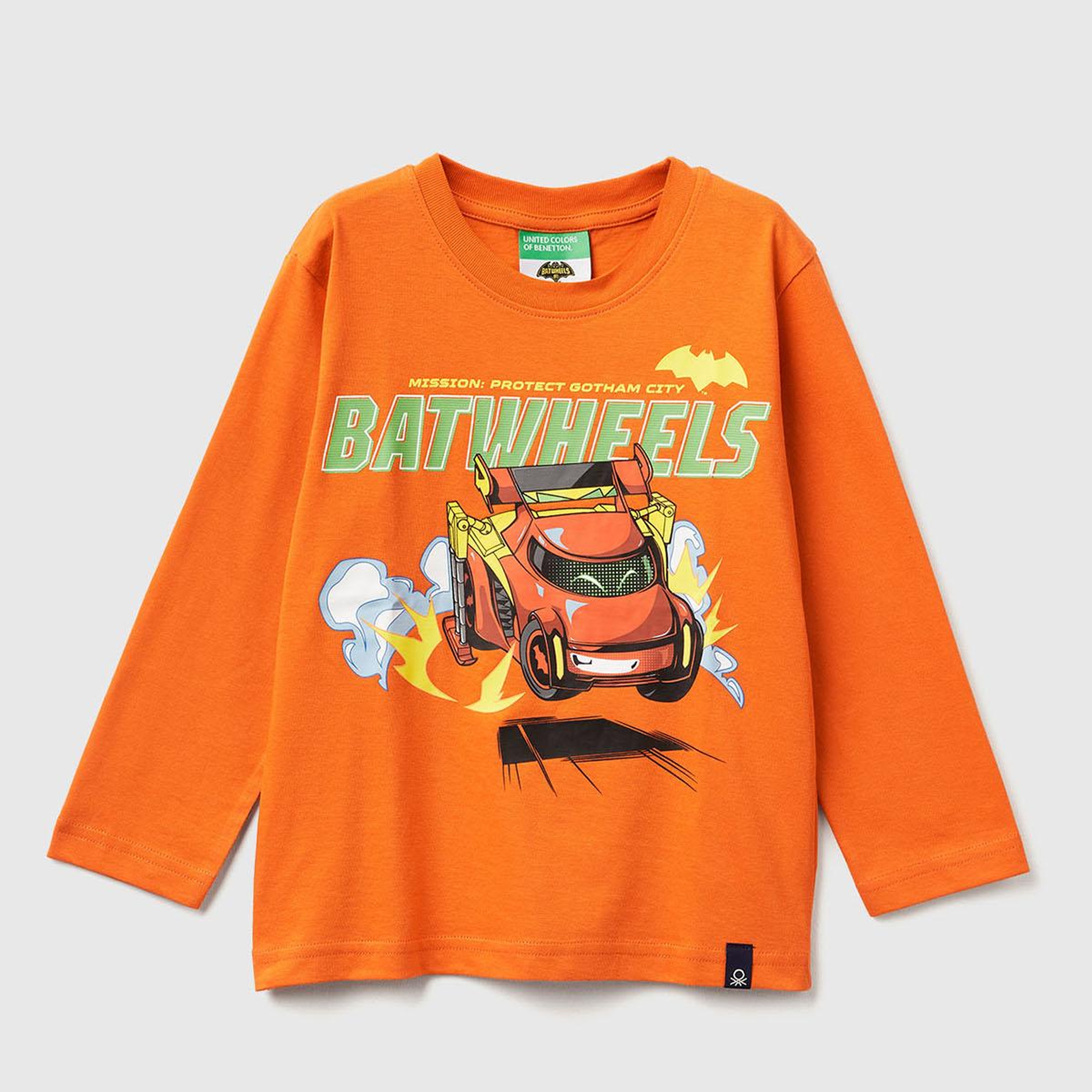 Erkek Çocuk Turuncu Önü ve Arkası Çok Renkli Batwheels Baskılı Logo Etiketli T-shirt