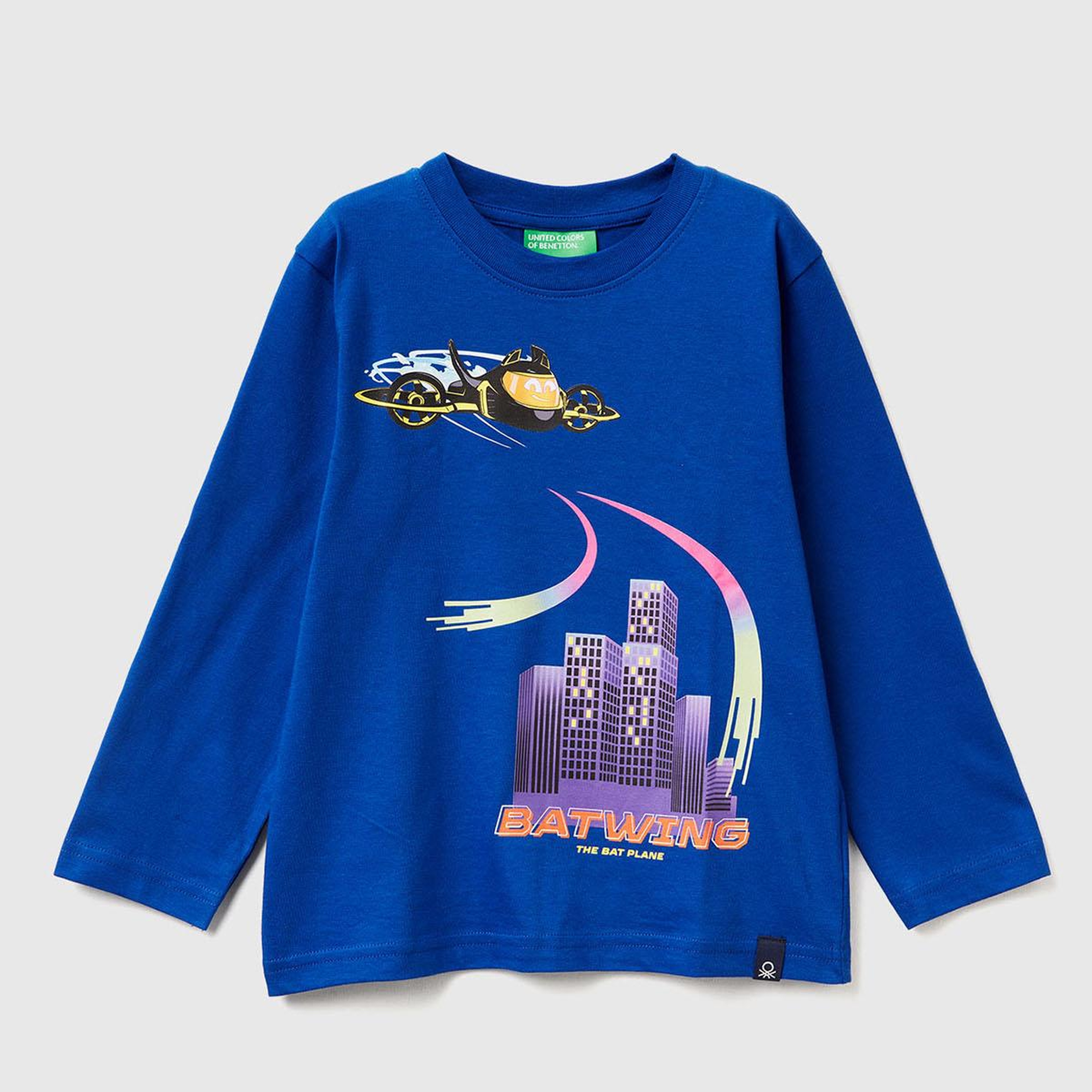 Erkek Çocuk Saks Mavisi Önü ve Arkası Çok Renkli Batwheels Baskılı Logo Etiketli T-shirt