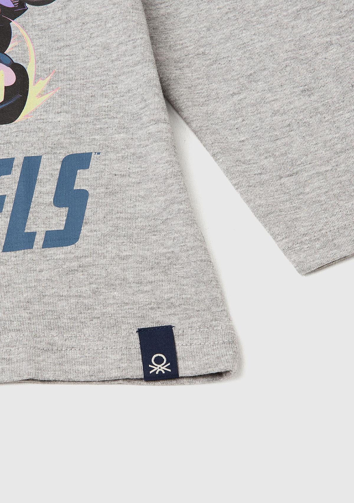 Erkek Çocuk Gri Melanj Önü ve Arkası Çok Renkli Batwheels Baskılı Logo Etiketli T-shirt