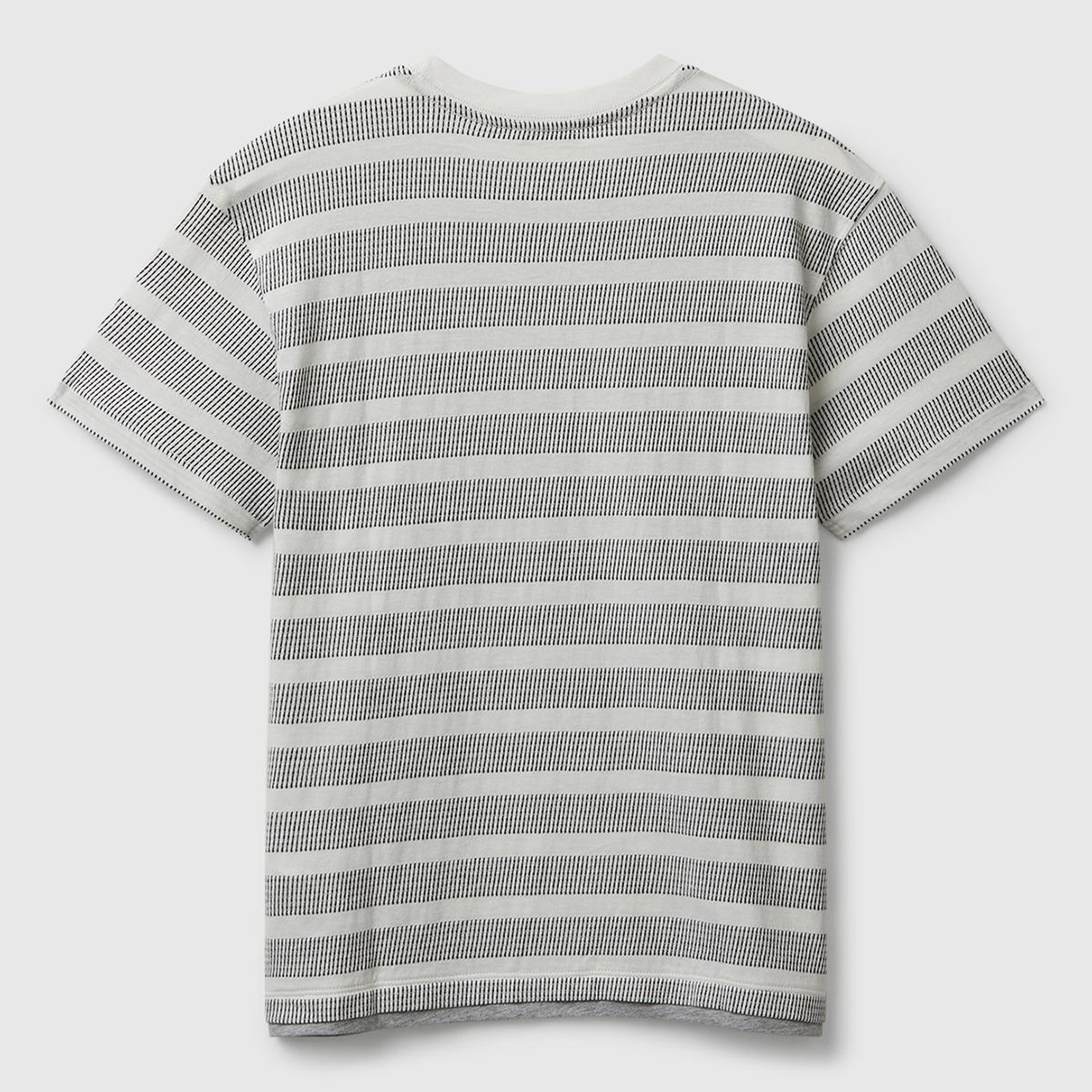 Erkek Çocuk Gri Çizgili Önü Yazı Detaylı Kolu Logo Etiketli Oversize T-shirt