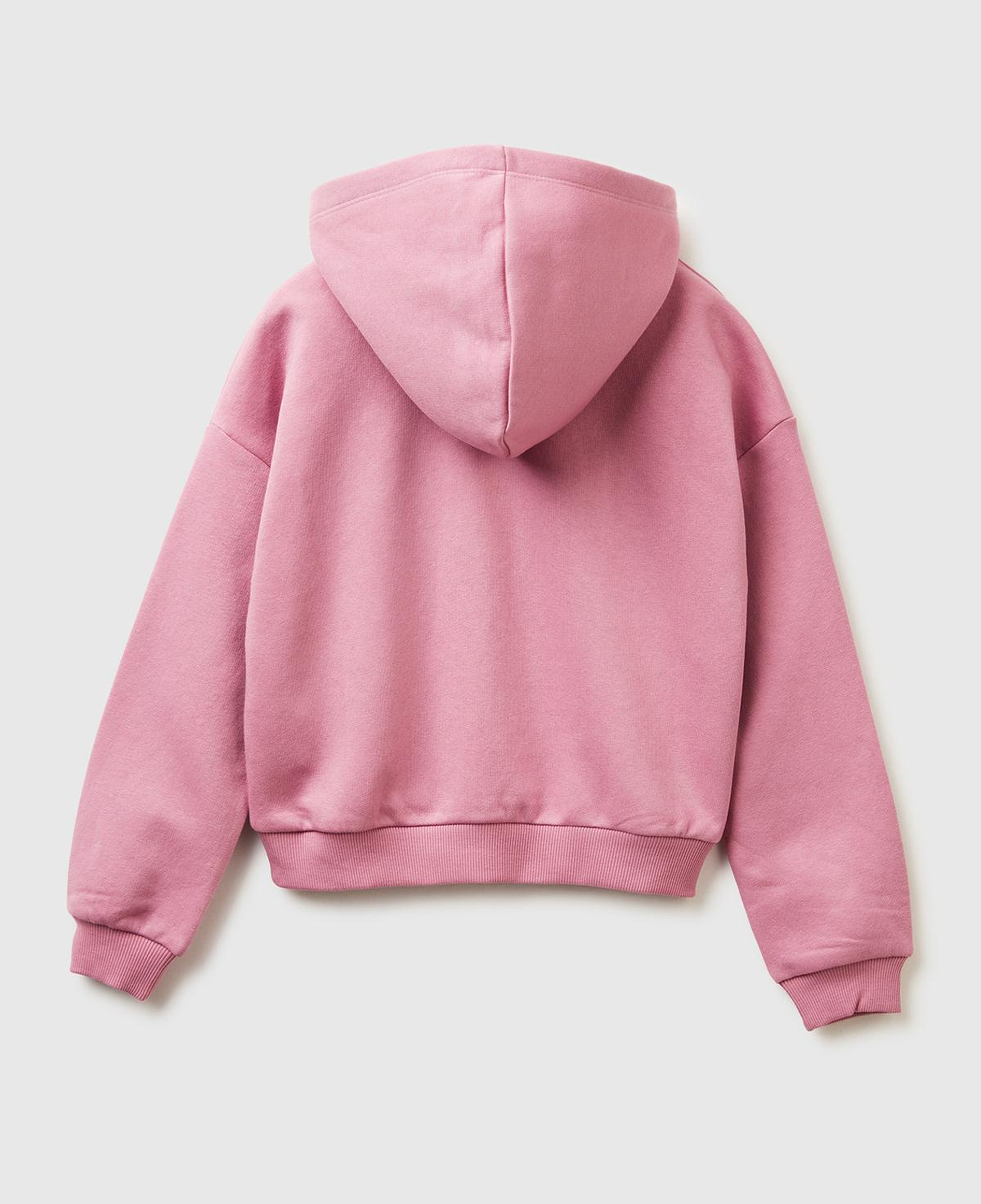 Kız Çocuk Gül Kurusu Payet İşlemeli Nervürlü Regular Fit Kapüşonlu Şardonlu Sweatshirt