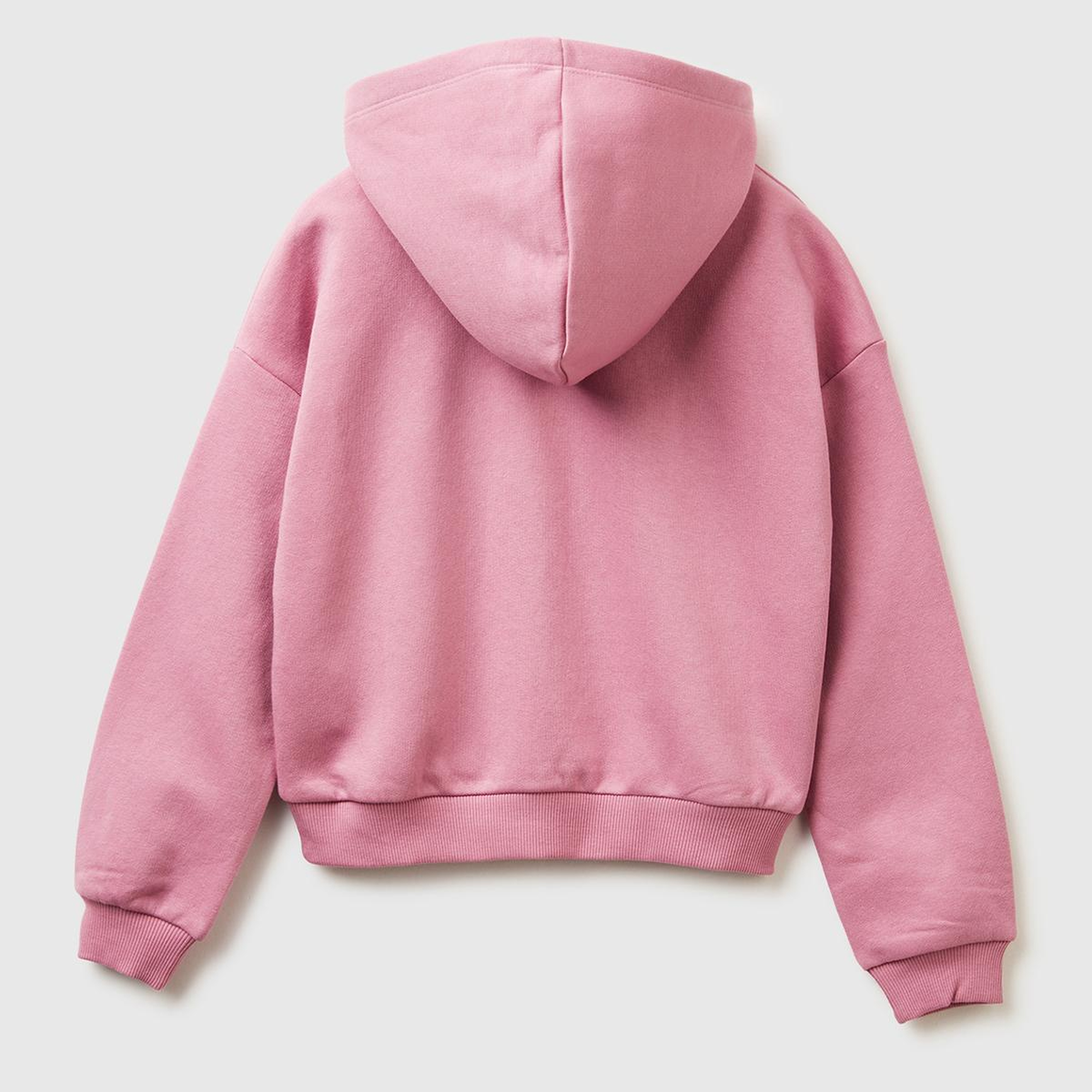 Kız Çocuk Gül Kurusu Payet İşlemeli Nervürlü Regular Fit Kapüşonlu Şardonlu Sweatshirt