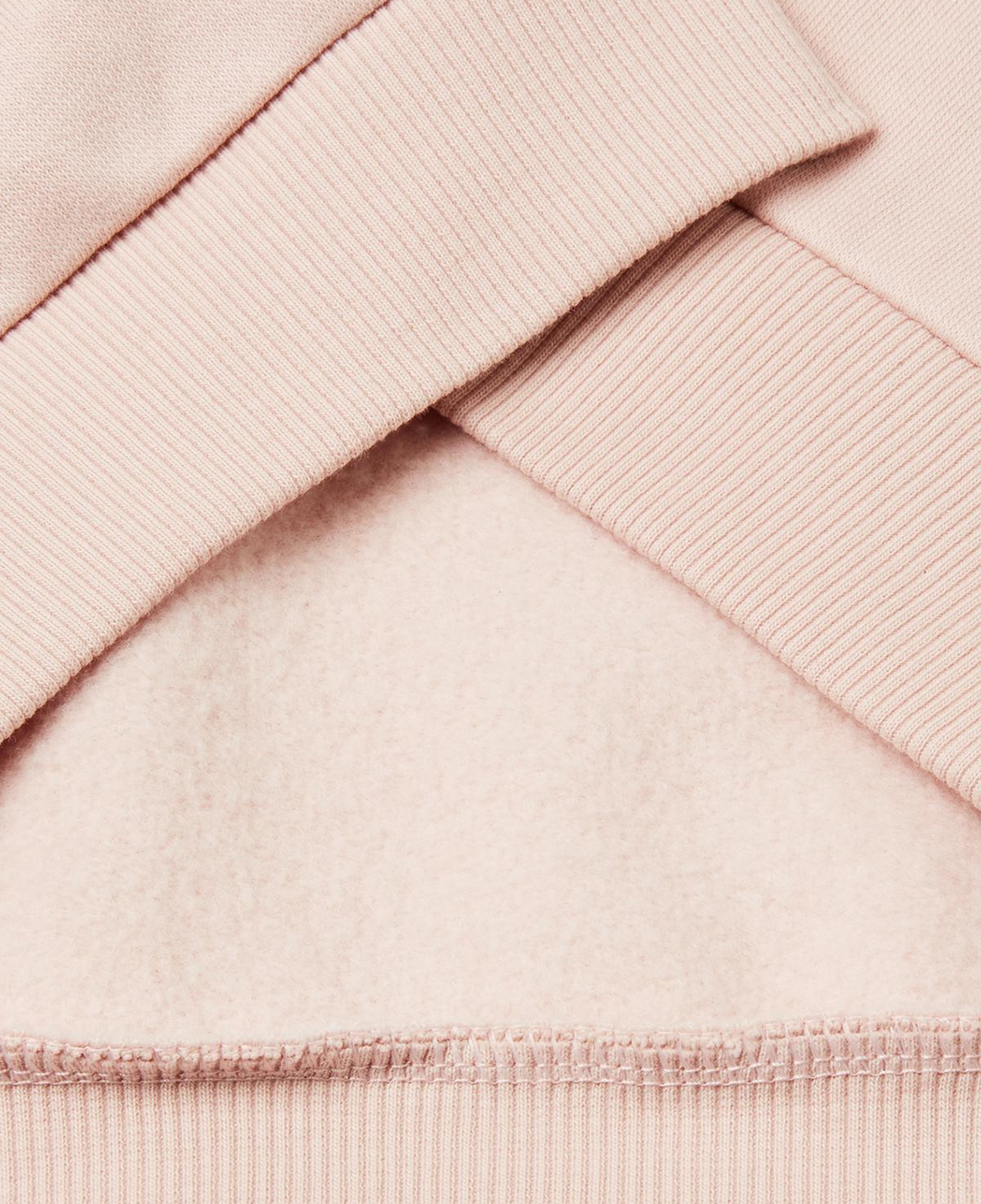 Kız Çocuk Krem-Pembe Payet İşlemeli Nervürlü Regular Fit Kapüşonlu Şardonlu Sweatshirt