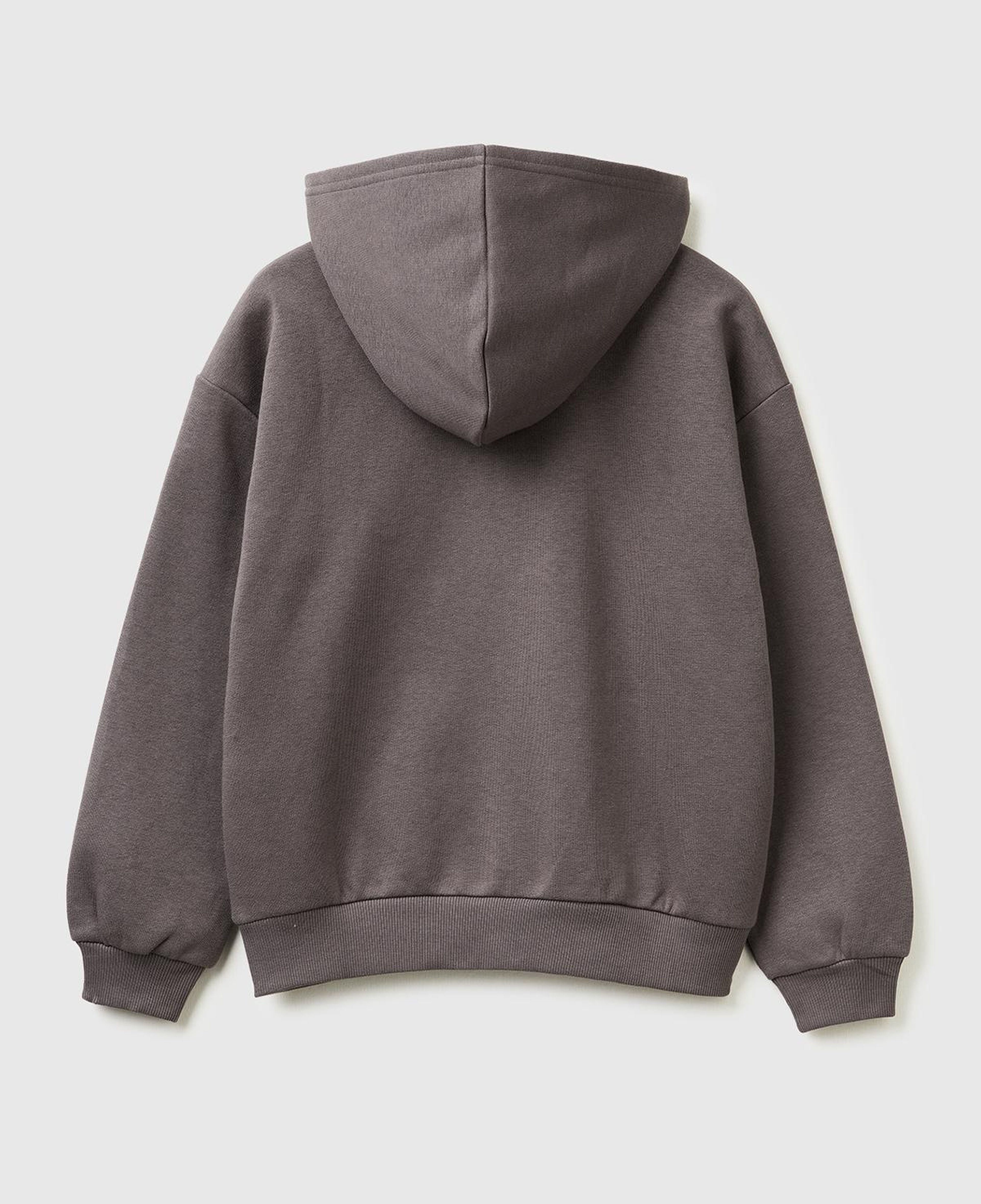 Kız Çocuk Koyu Kahverengi Önü Payetli Logolu Cepli Kapüşonlu Şardonlu Sweatshirt