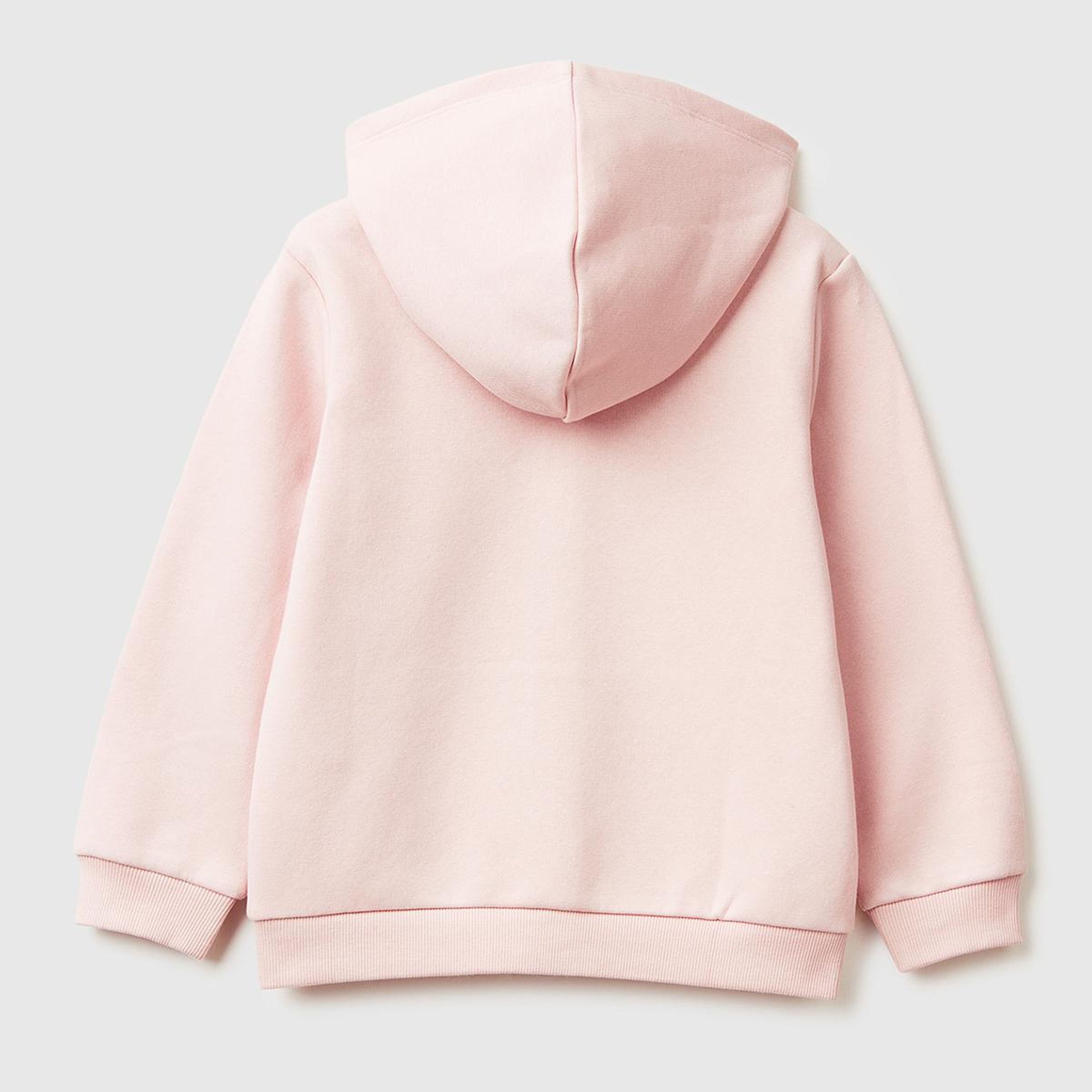Kız Çocuk Toz Pembe Renk Bloklu Payet Nakışlı Fermuarlı Kapüşonlu Şardonlu Sweatshirt