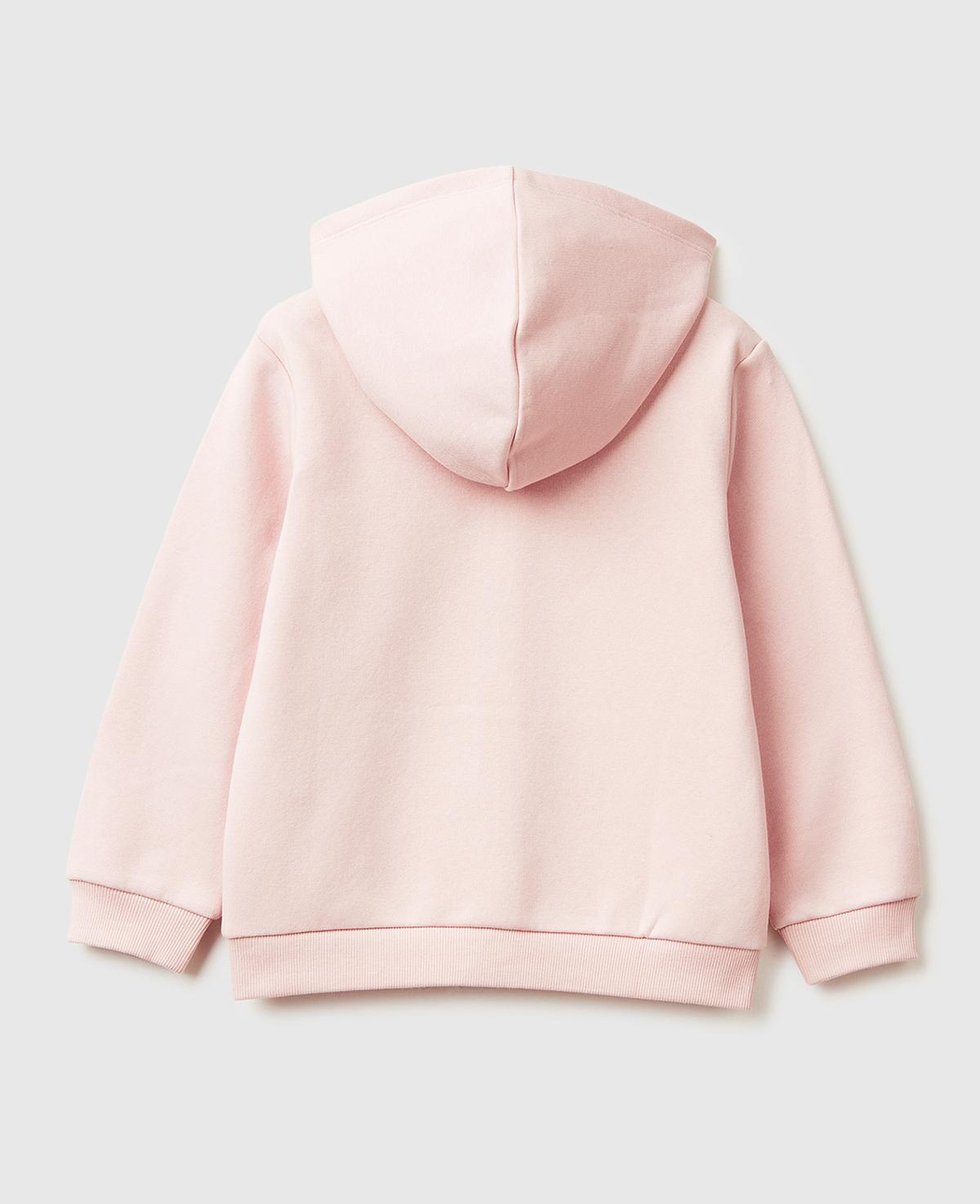 Kız Çocuk Toz Pembe Renk Bloklu Payet Nakışlı Fermuarlı Kapüşonlu Şardonlu Sweatshirt