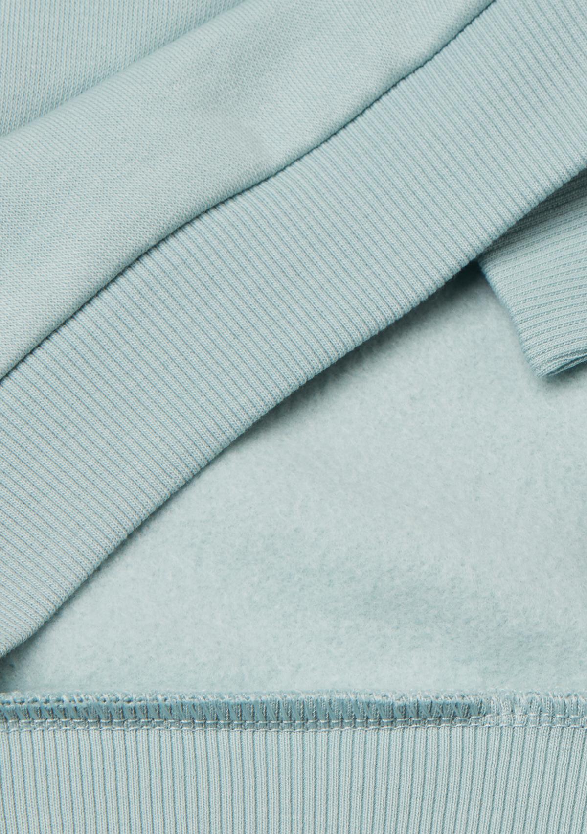 Kız Çocuk Su Yeşili Renk Bloklu Simli Logo Baskılı Yırtmaçlı Şardonlu Sweatshirt