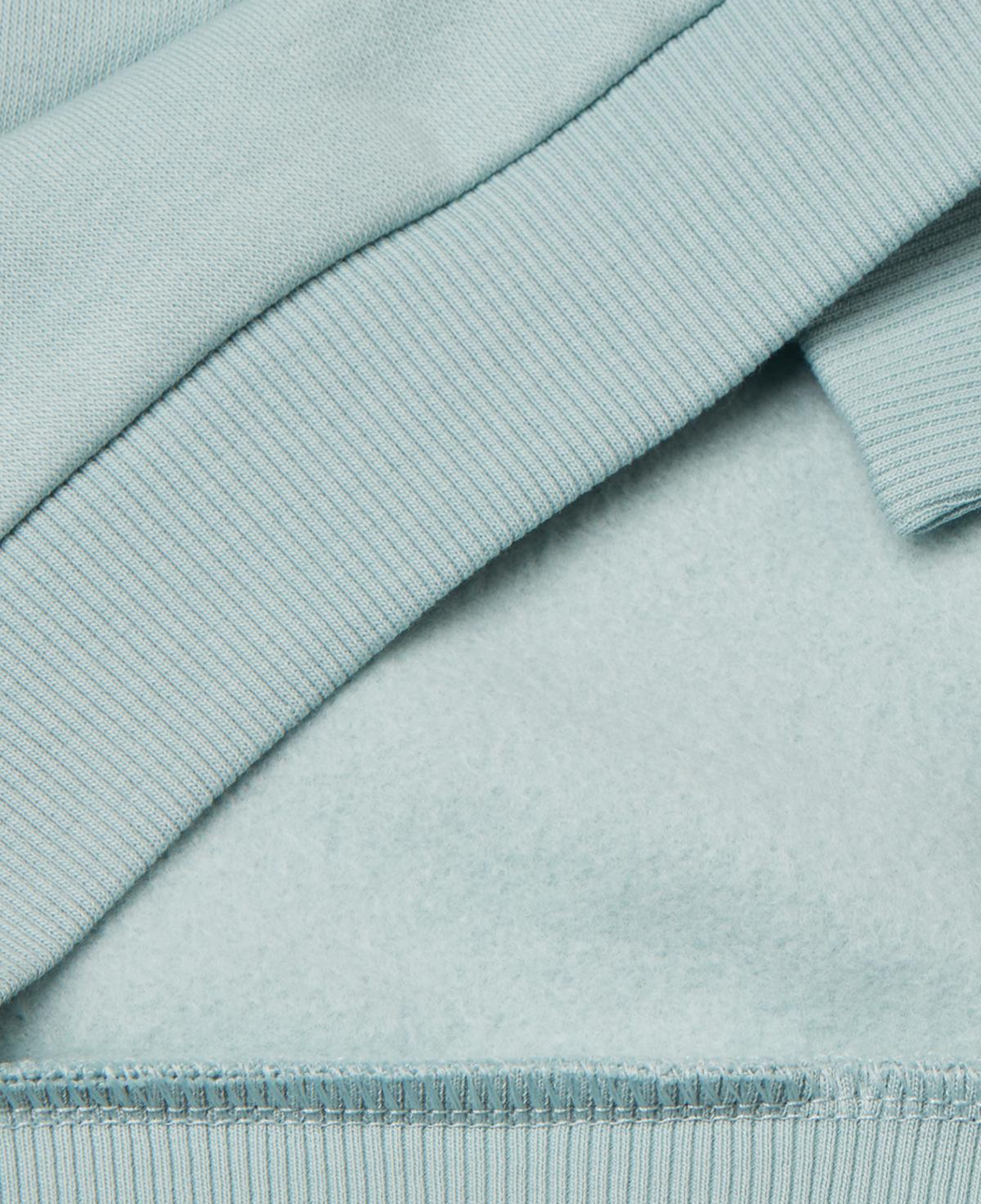 Kız Çocuk Su Yeşili Renk Bloklu Simli Logo Baskılı Yırtmaçlı Şardonlu Sweatshirt