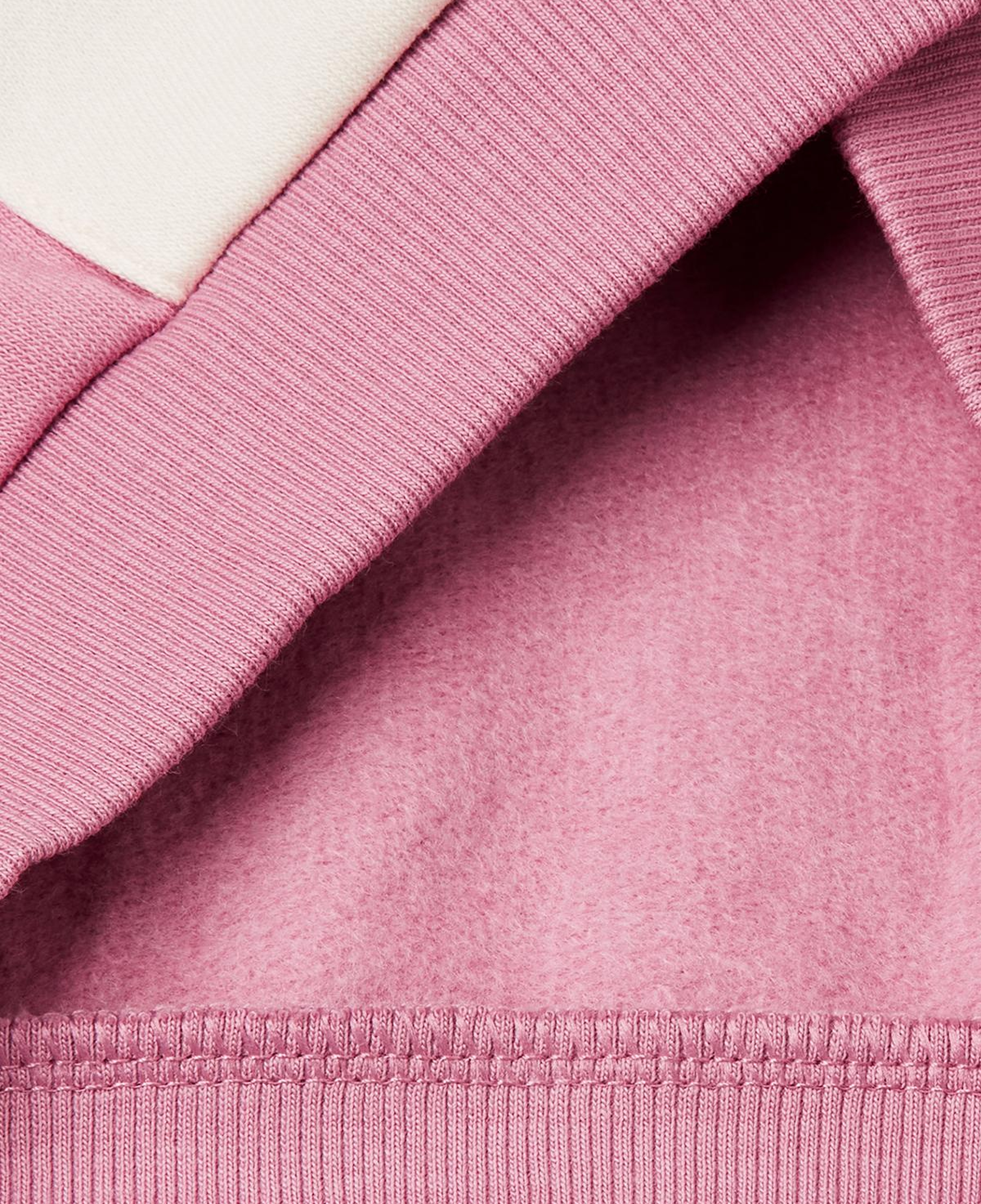 Kız Çocuk Krem-Pembe Renk Bloklu Payet Nakışlı Fermuarlı Kapüşonlu Şardonlu Sweatshirt