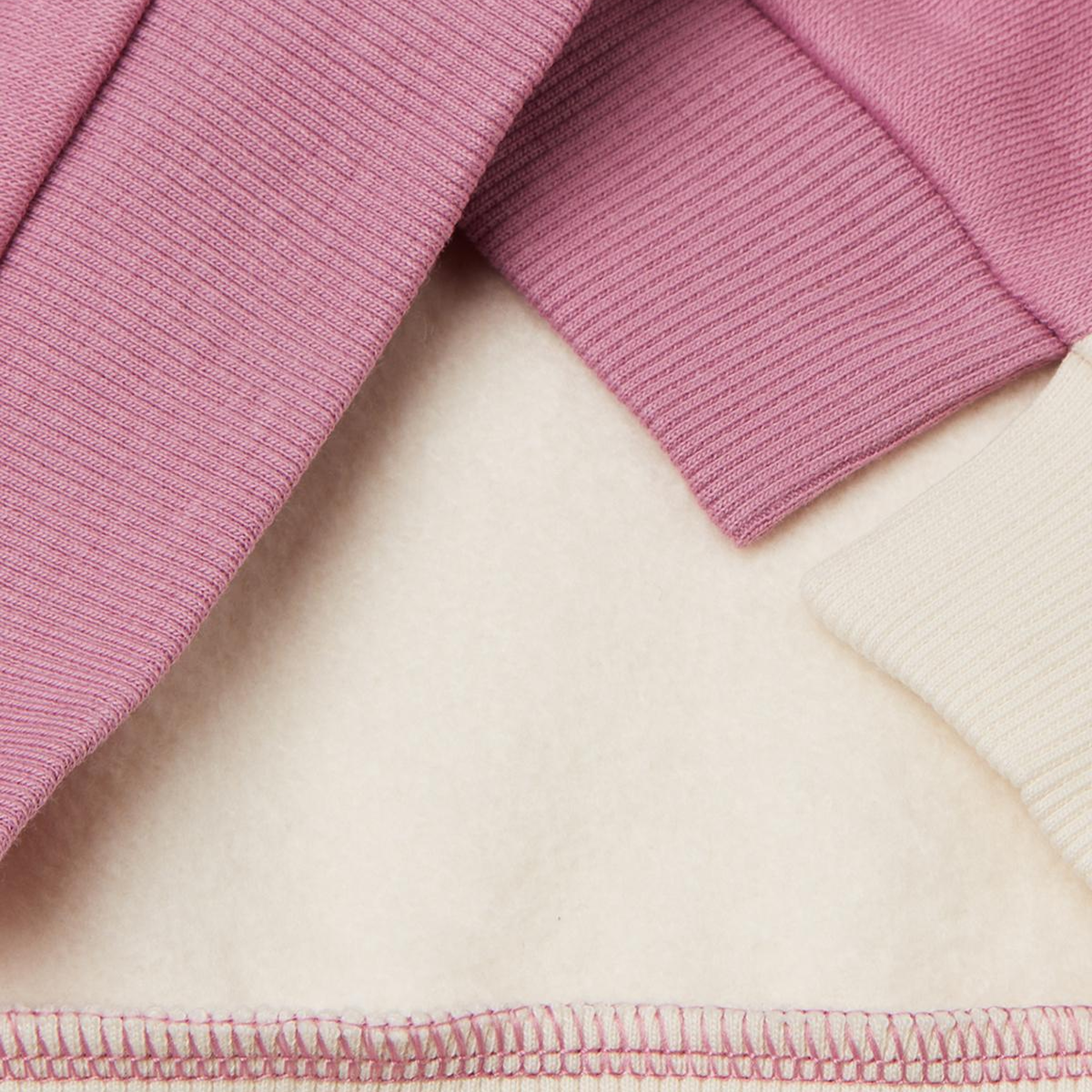 Kız Çocuk Krem-Pembe Renk Bloklu Simli Logo Baskılı Yırtmaçlı Şardonlu Sweatshirt