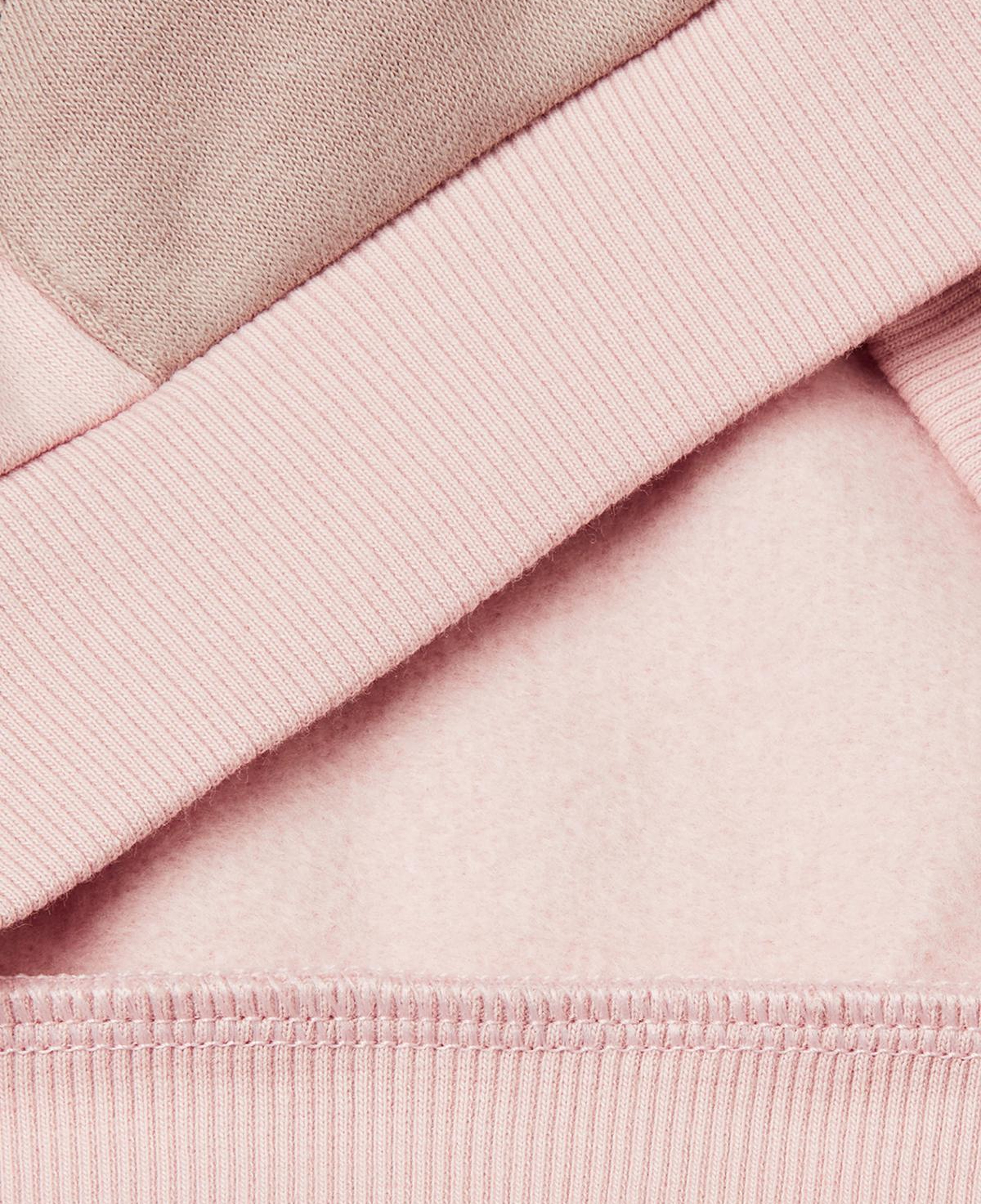 Kız Çocuk Pembe-Ekru Renk Bloklu Payet Nakışlı Fermuarlı Kapüşonlu Şardonlu Sweatshirt