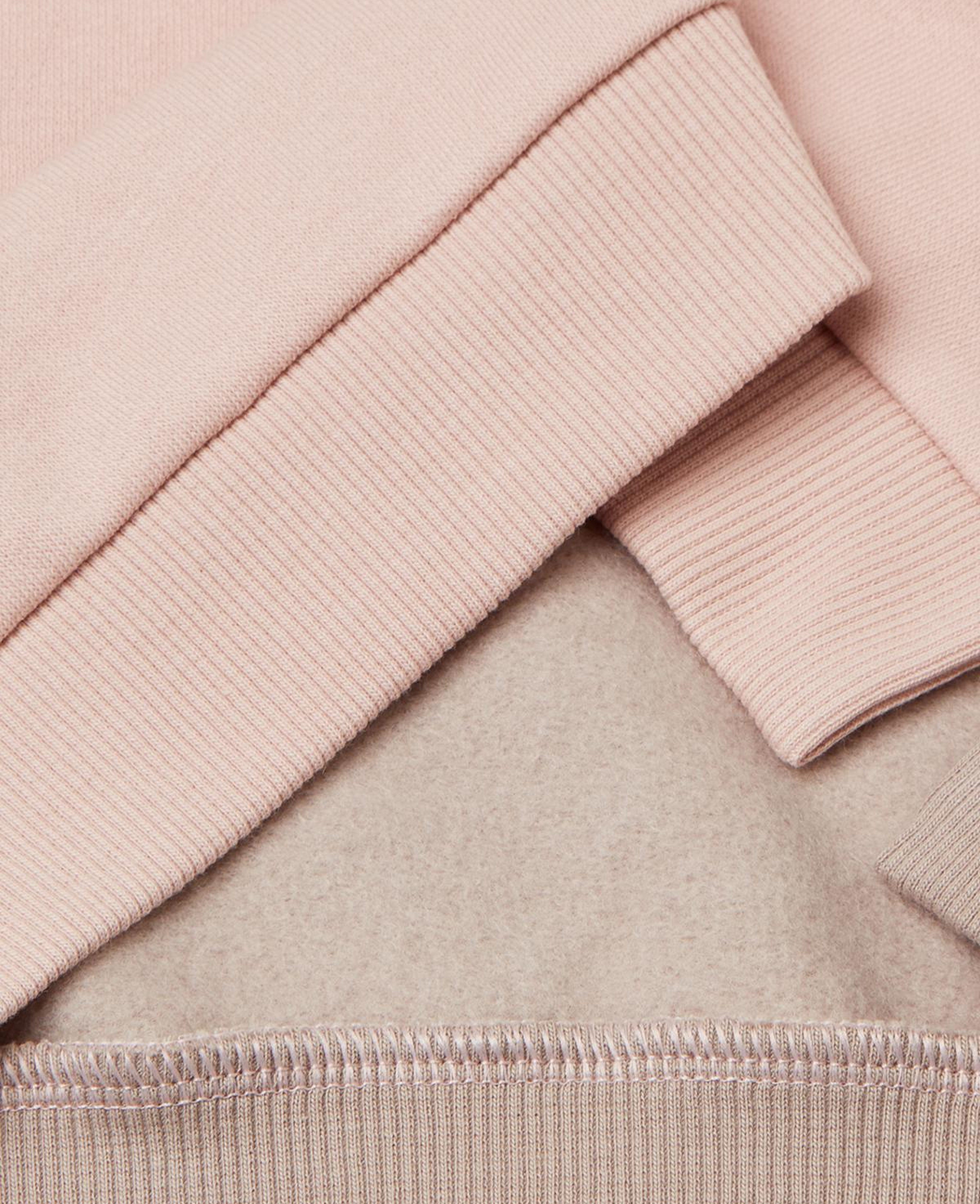 Kız Çocuk Pembe-Ekru Renk Bloklu Simli Logo Baskılı Yırtmaçlı Şardonlu Sweatshirt