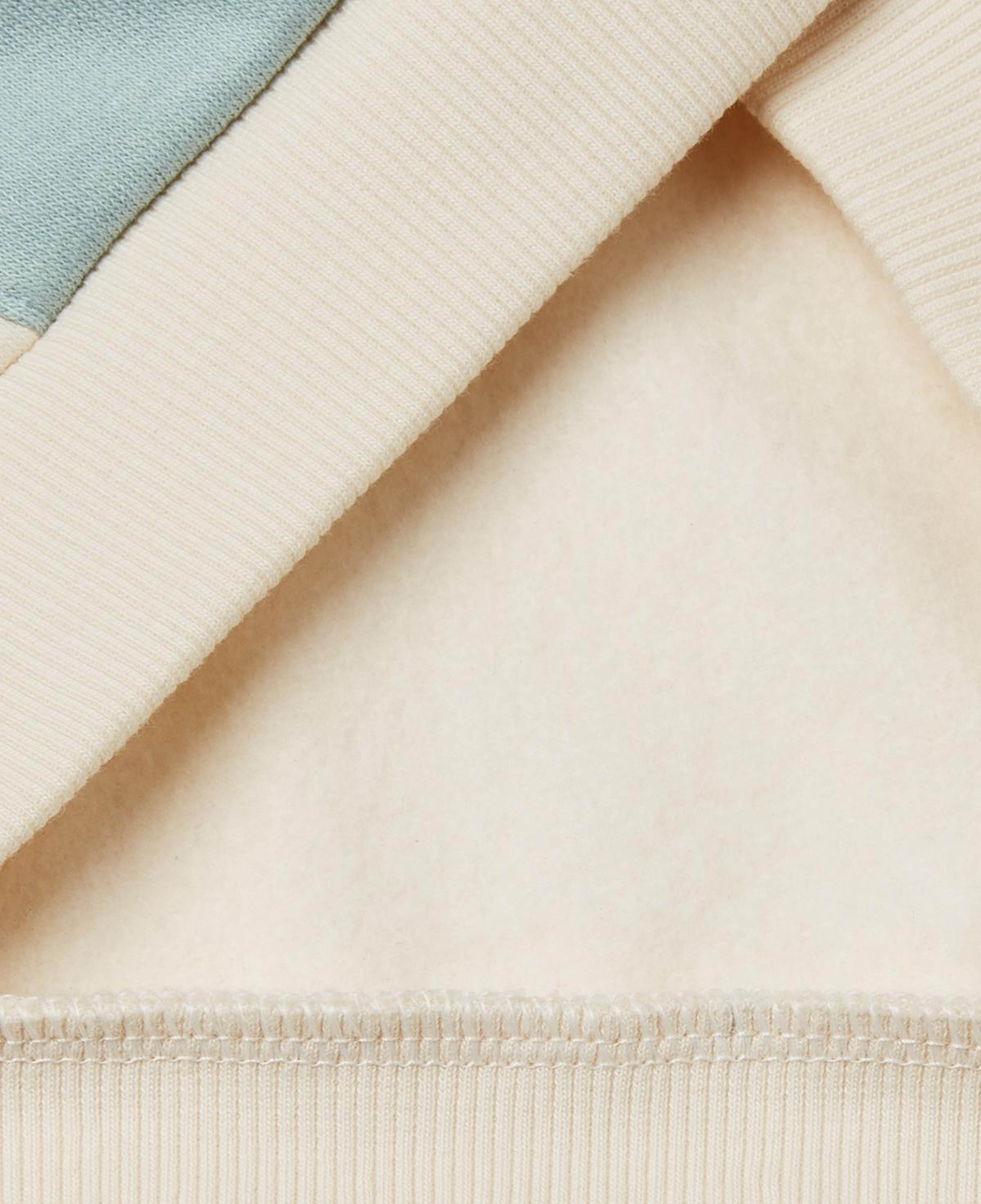 Kız Çocuk Ekru-Mavi Renk Bloklu Payet Nakışlı Fermuarlı Kapüşonlu Şardonlu Sweatshirt
