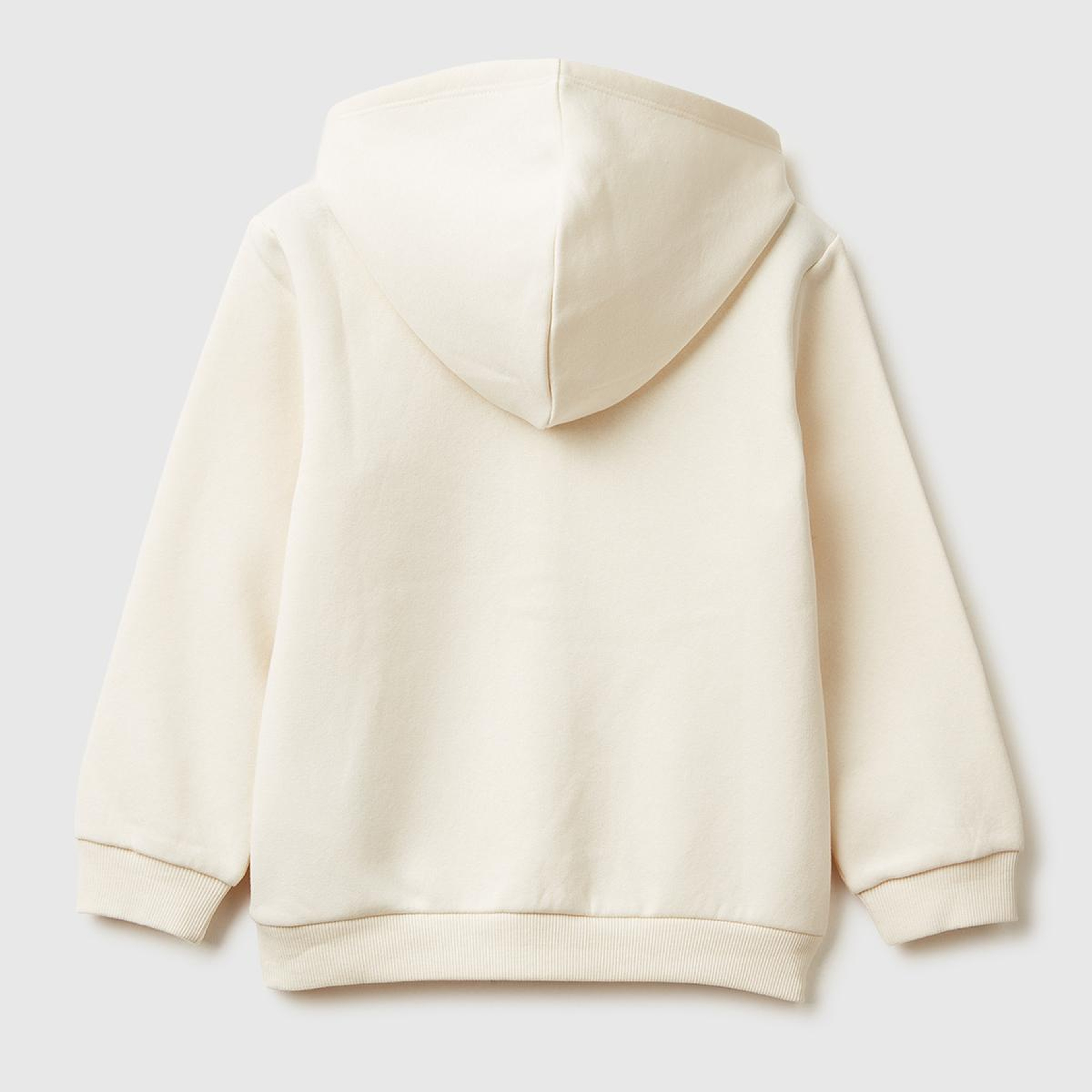 Kız Çocuk Ekru Renk Bloklu Payet Nakışlı Fermuarlı Kapüşonlu Şardonlu Sweatshirt