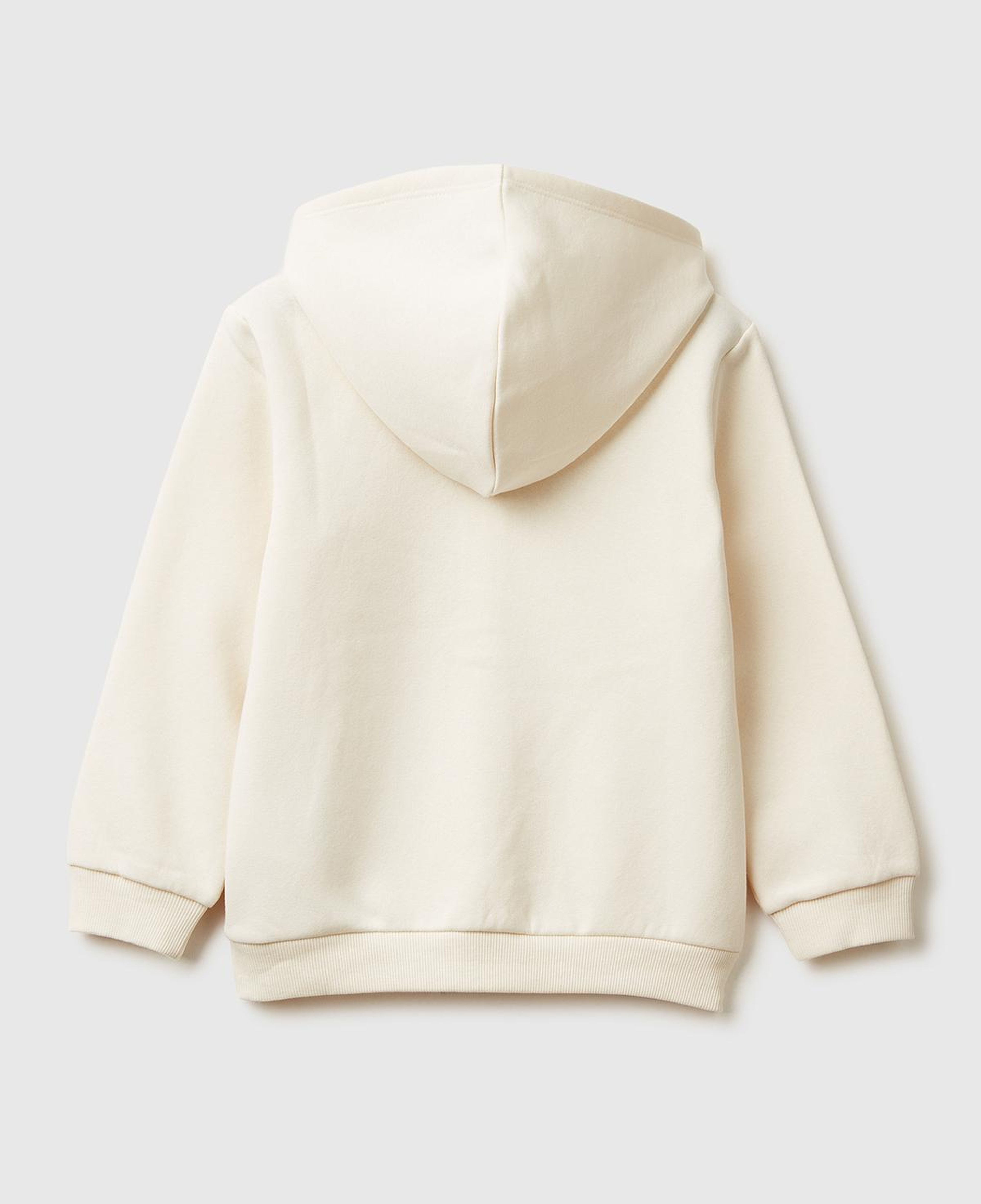 Kız Çocuk Ekru Renk Bloklu Payet Nakışlı Fermuarlı Kapüşonlu Şardonlu Sweatshirt