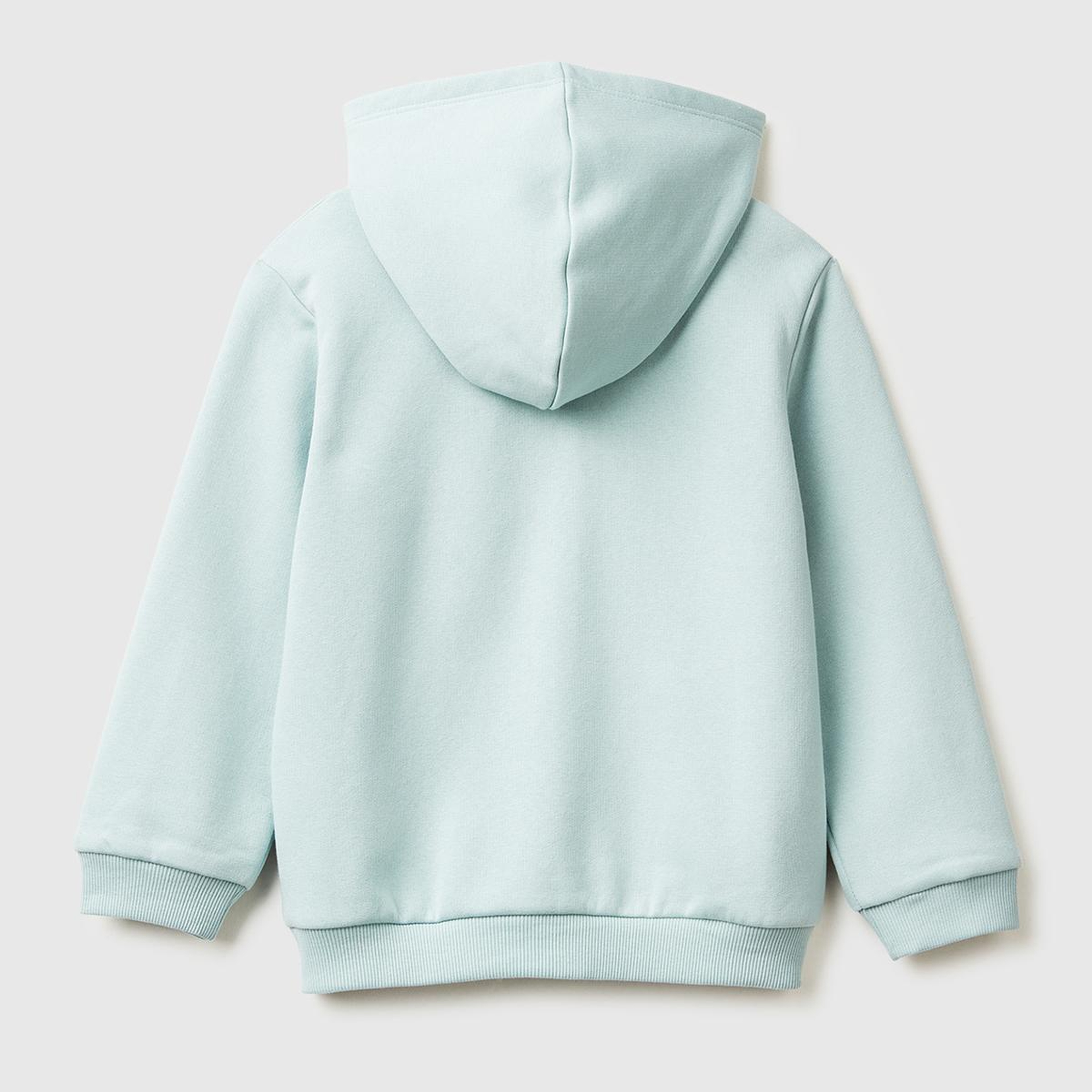 Kız Çocuk Su Yeşili Renk Bloklu Payet Nakışlı Fermuarlı Kapüşonlu Şardonlu Sweatshirt