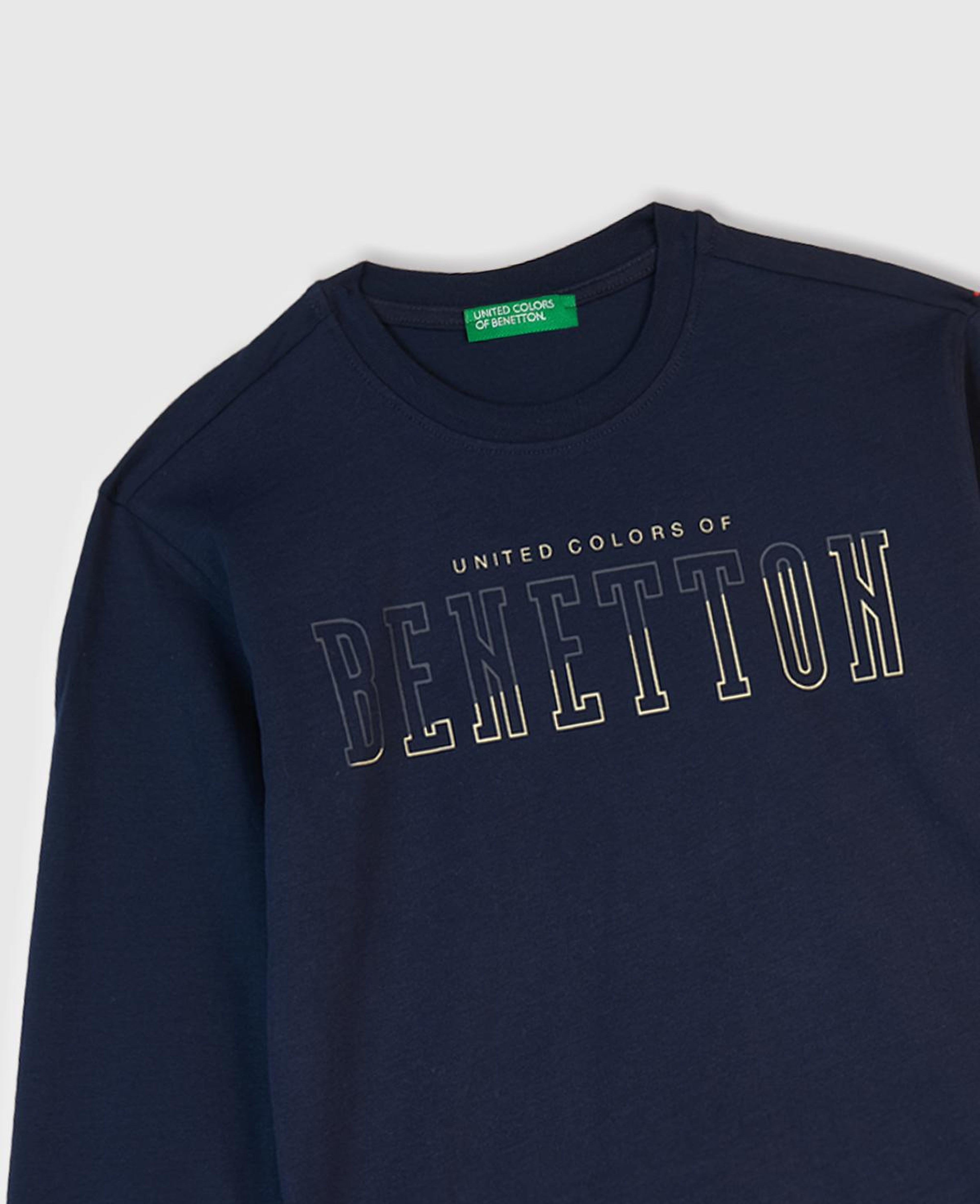 Erkek Çocuk Lacivert Önü Logo Baskılı Uzun Kollu T-shirt