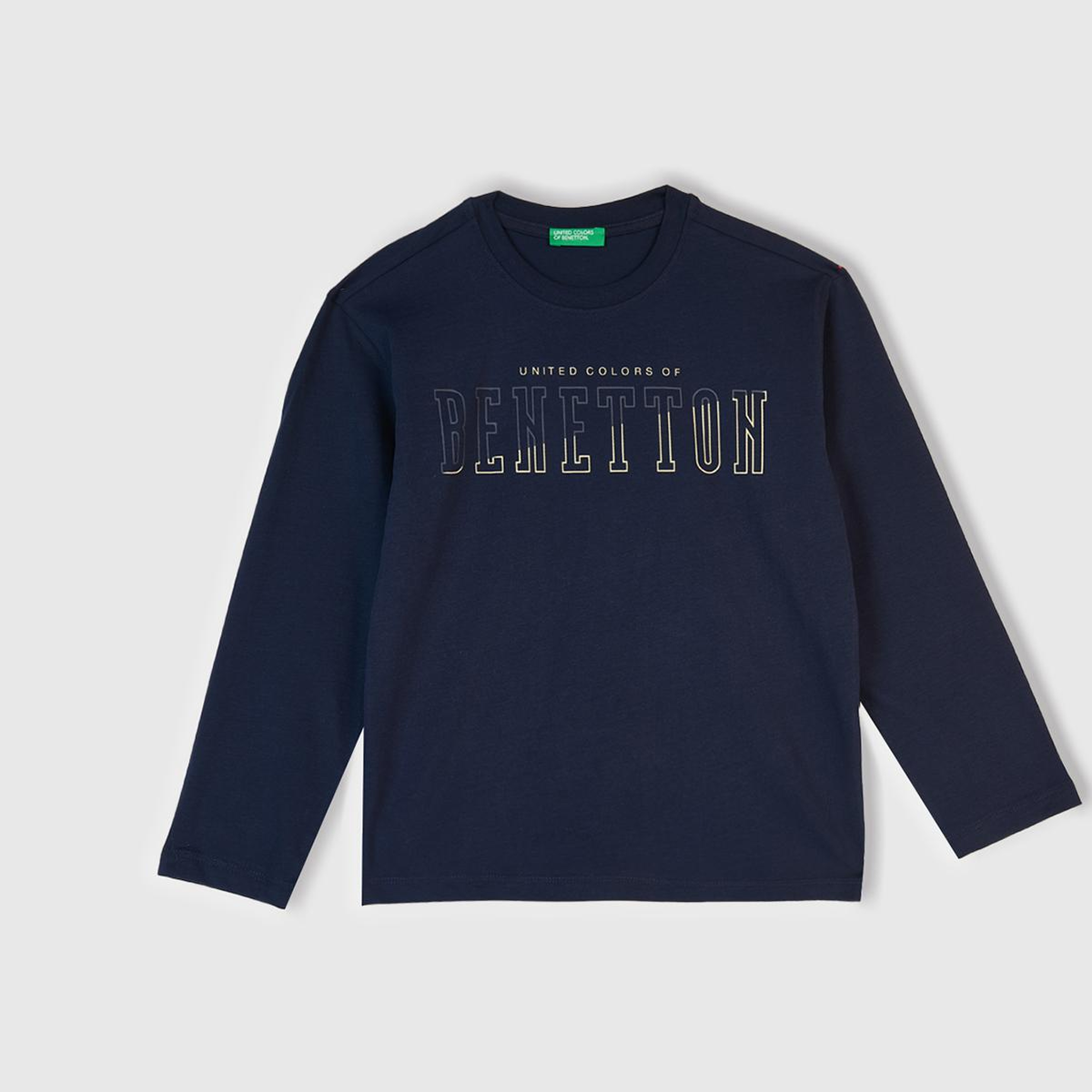 Erkek Çocuk Lacivert Önü Logo Baskılı Uzun Kollu T-shirt