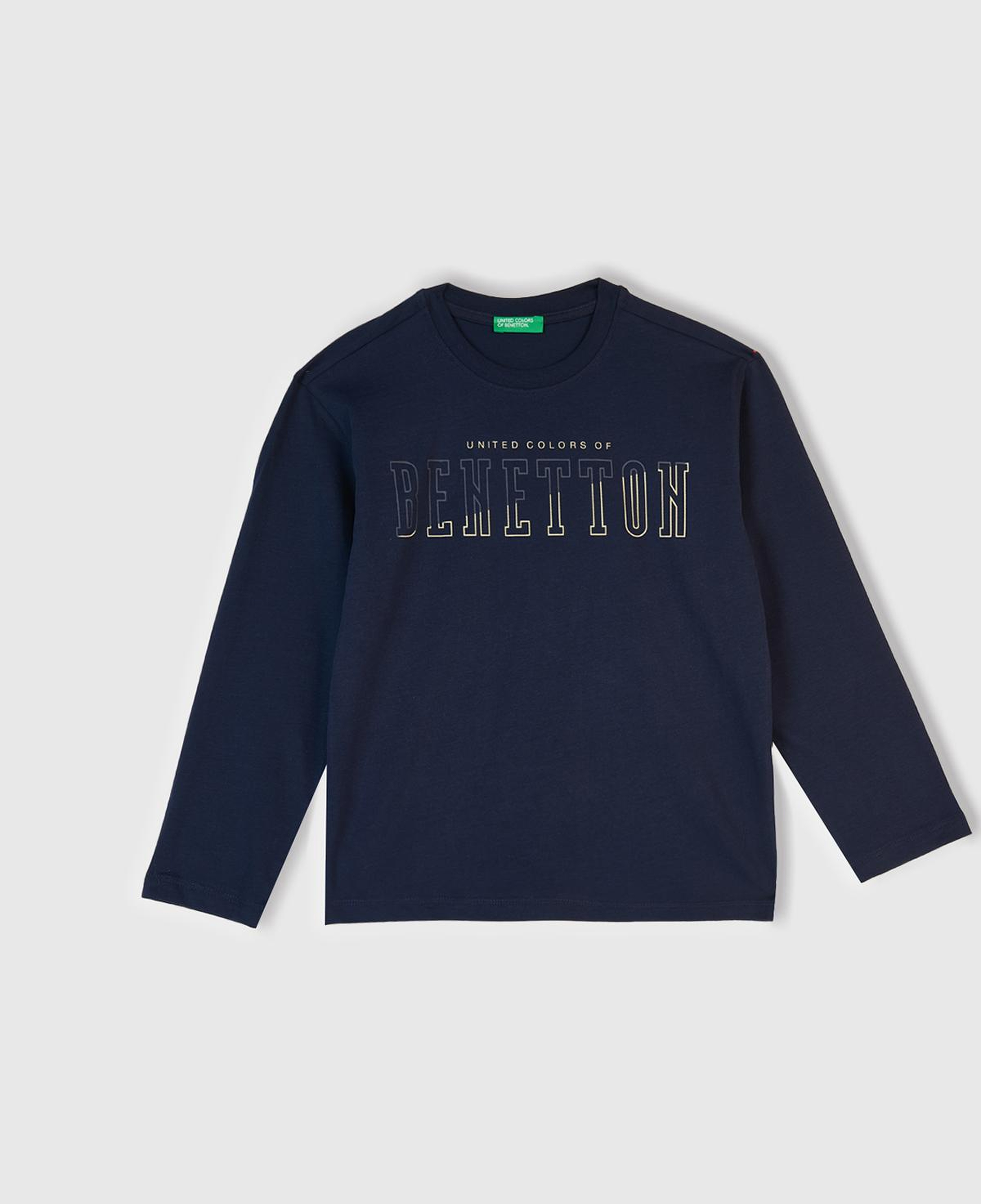 Erkek Çocuk Lacivert Önü Logo Baskılı Uzun Kollu T-shirt
