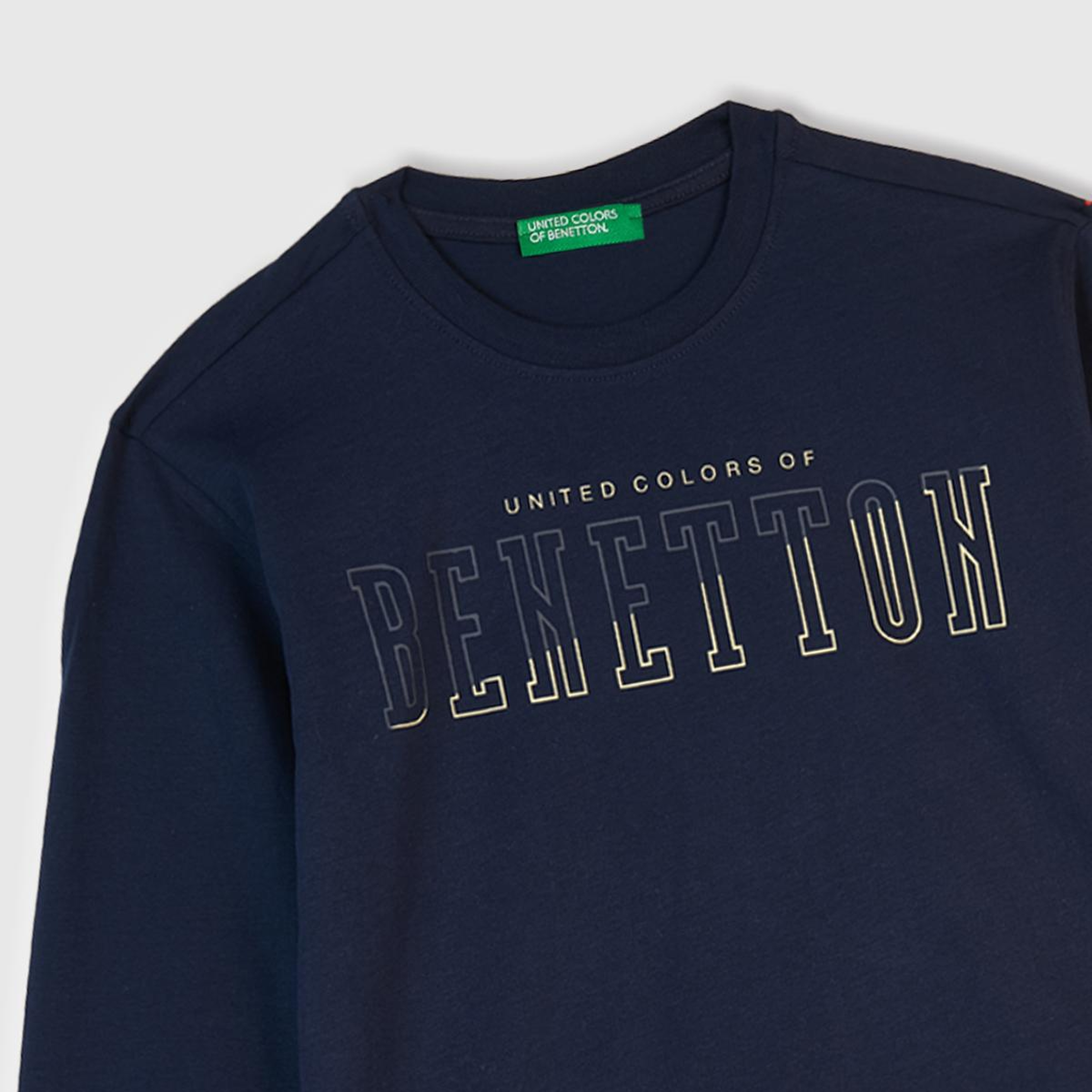 Erkek Çocuk Lacivert Önü Logo Baskılı Uzun Kollu T-shirt