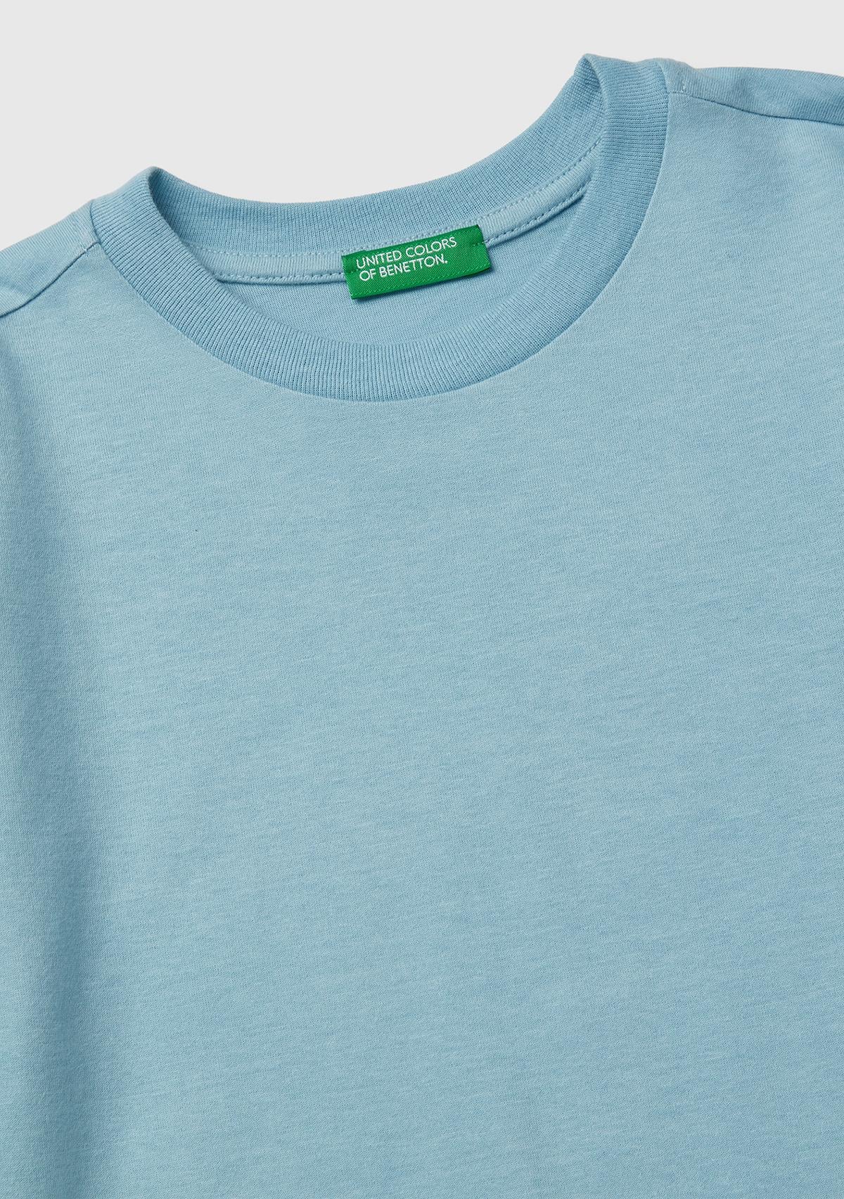 Erkek Çocuk Açık Mavi Baskılı Bisiklet Yaka Uzun Kollu T-shirt