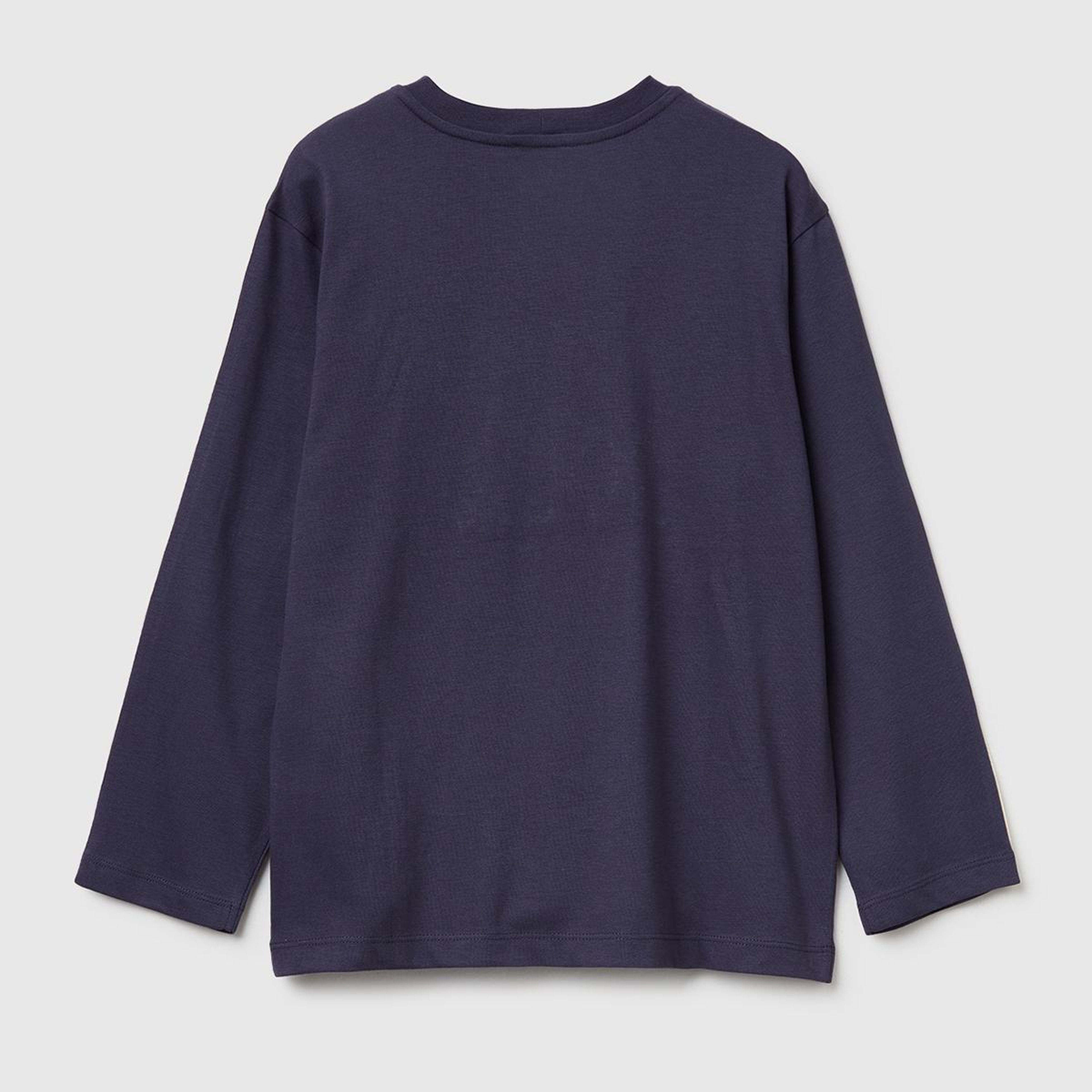 Erkek Çocuk Koyu Gri Önü Baskılı Kontrast Bant Detaylı Uzun Kollu T-shirt