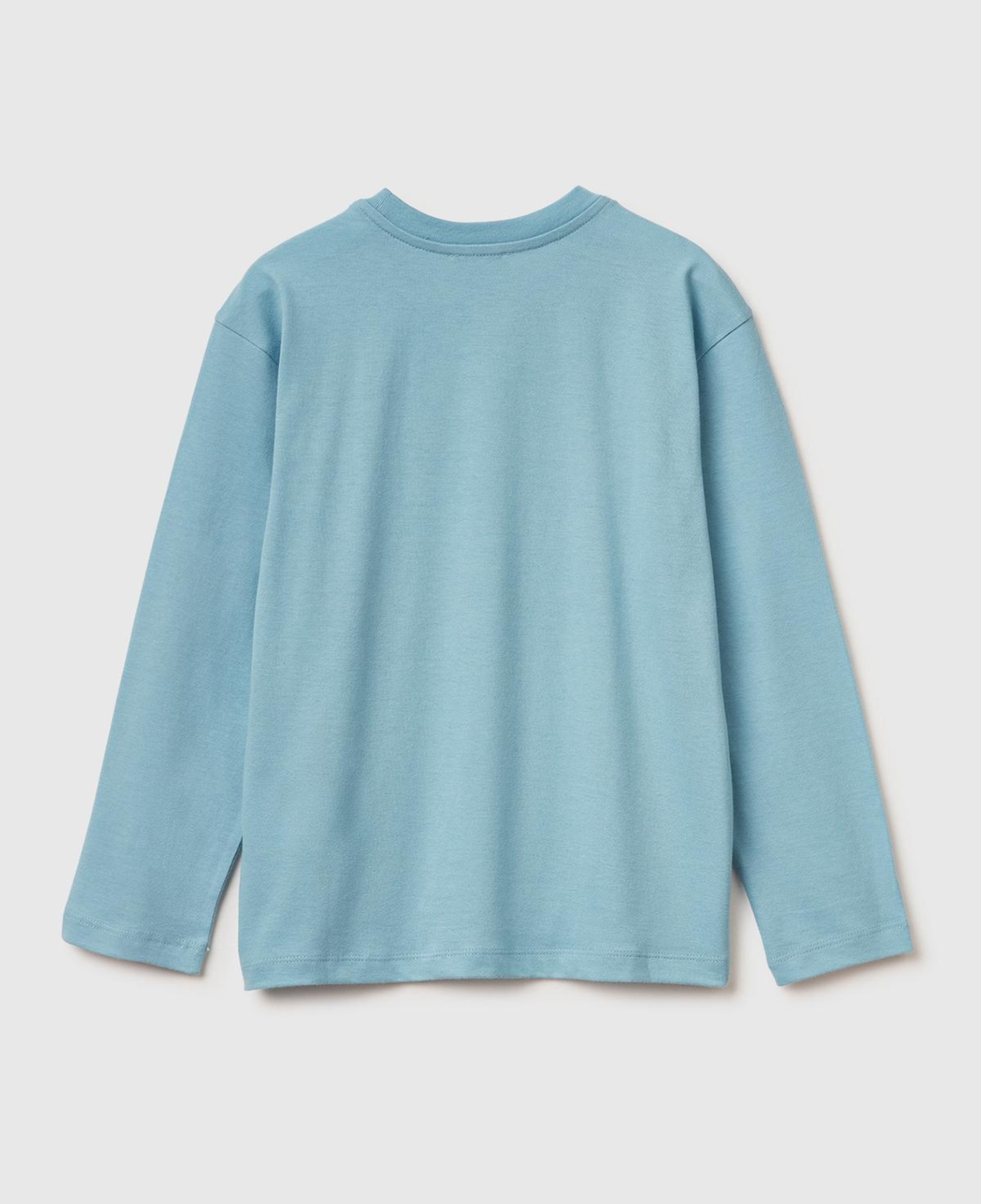 Erkek Çocuk Açık Mavi Baskılı Bisiklet Yaka Uzun Kollu T-shirt