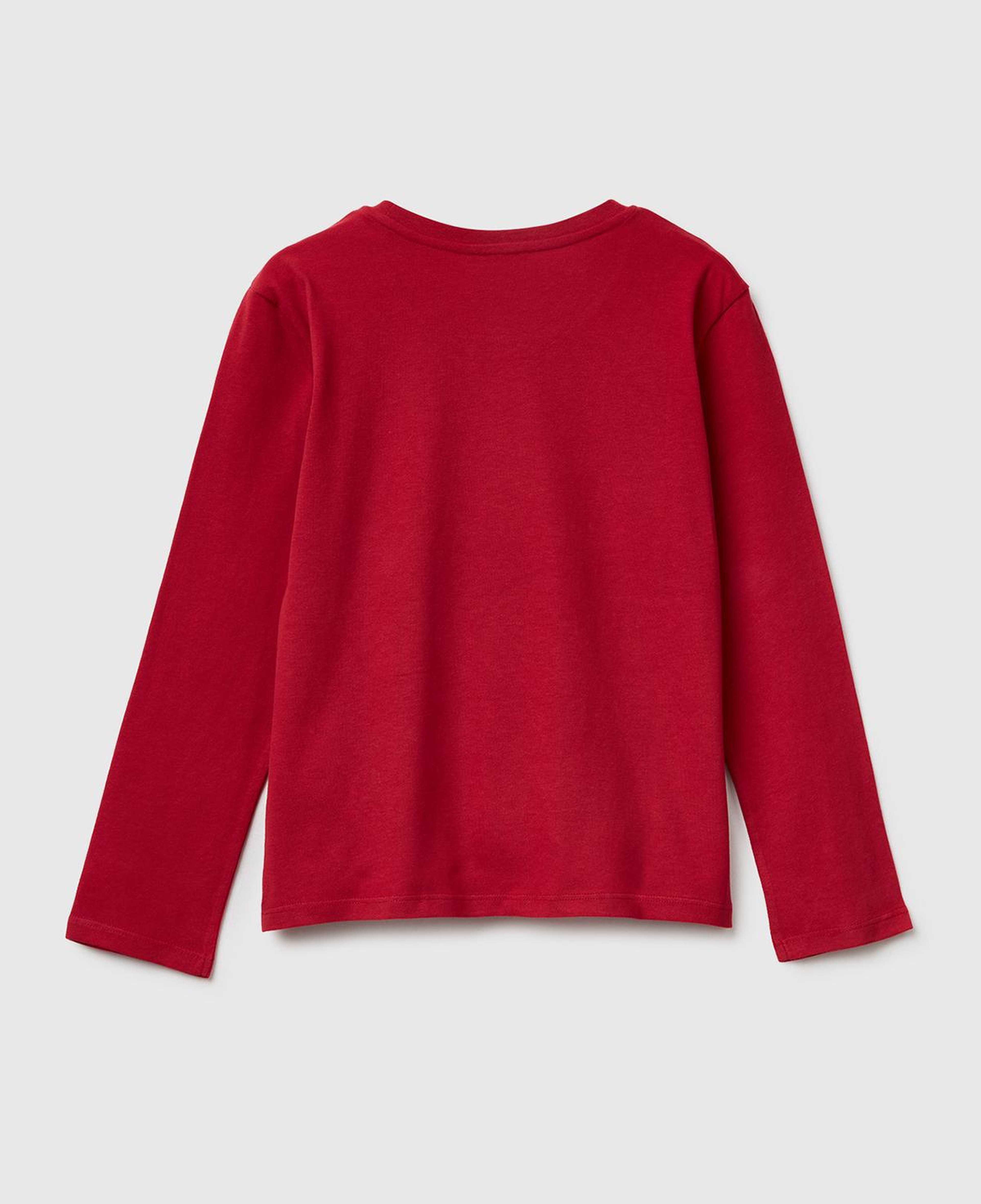 Kız Çocuk Bordo Önü Simli Baskılı Uzun Kollu T-shirt