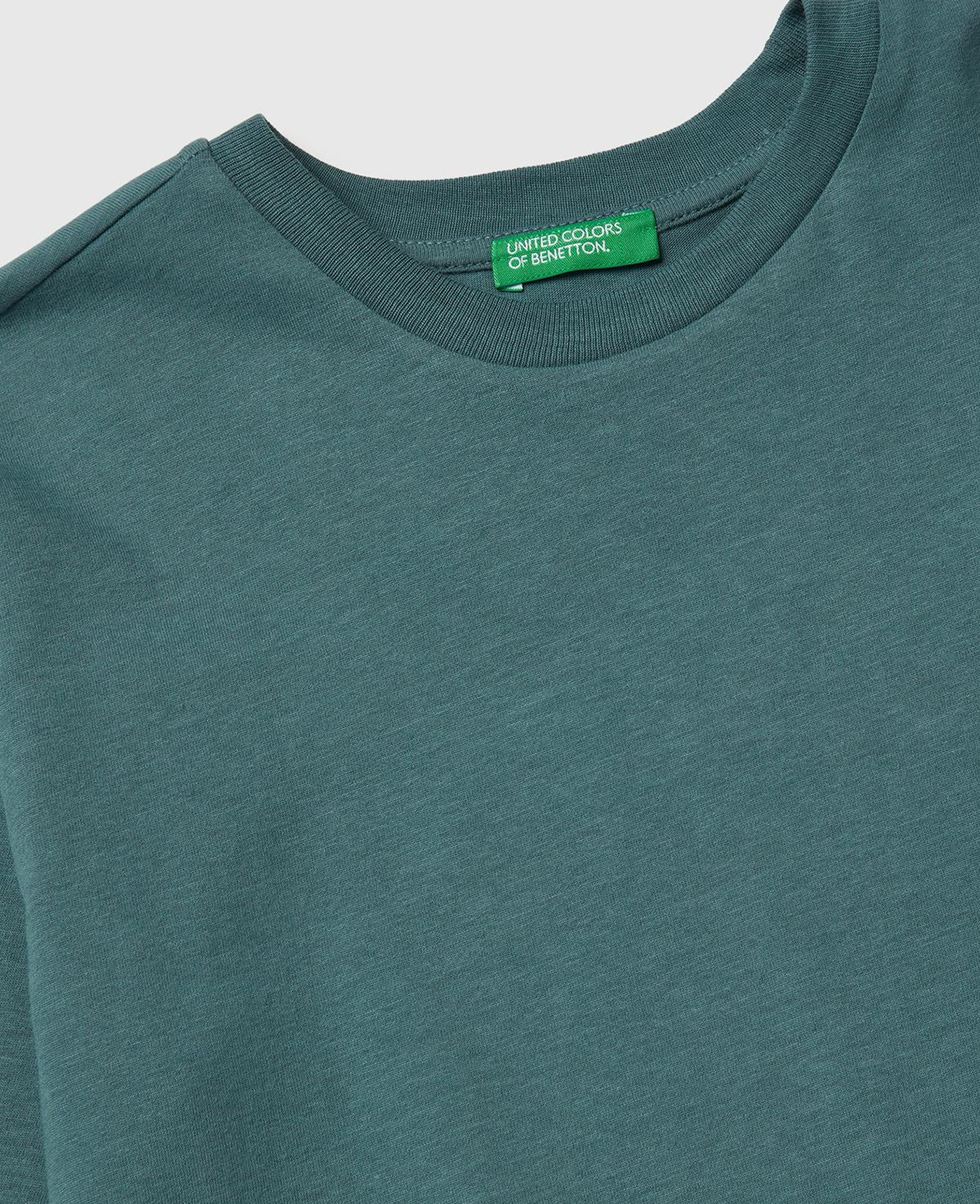Erkek Çocuk Gri-Yeşil Baskılı Bisiklet Yaka Uzun Kollu T-shirt