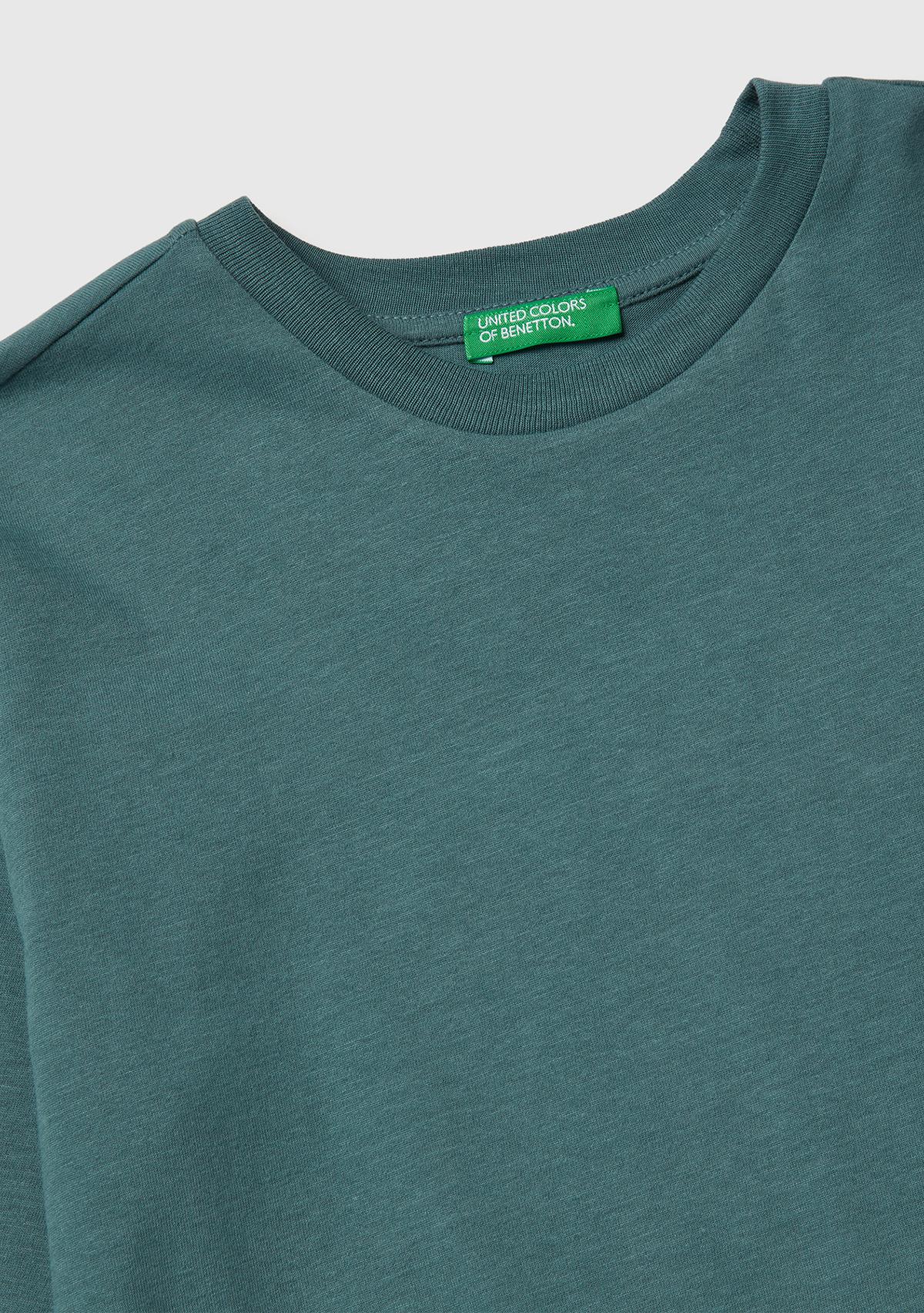 Erkek Çocuk Gri-Yeşil Baskılı Bisiklet Yaka Uzun Kollu T-shirt
