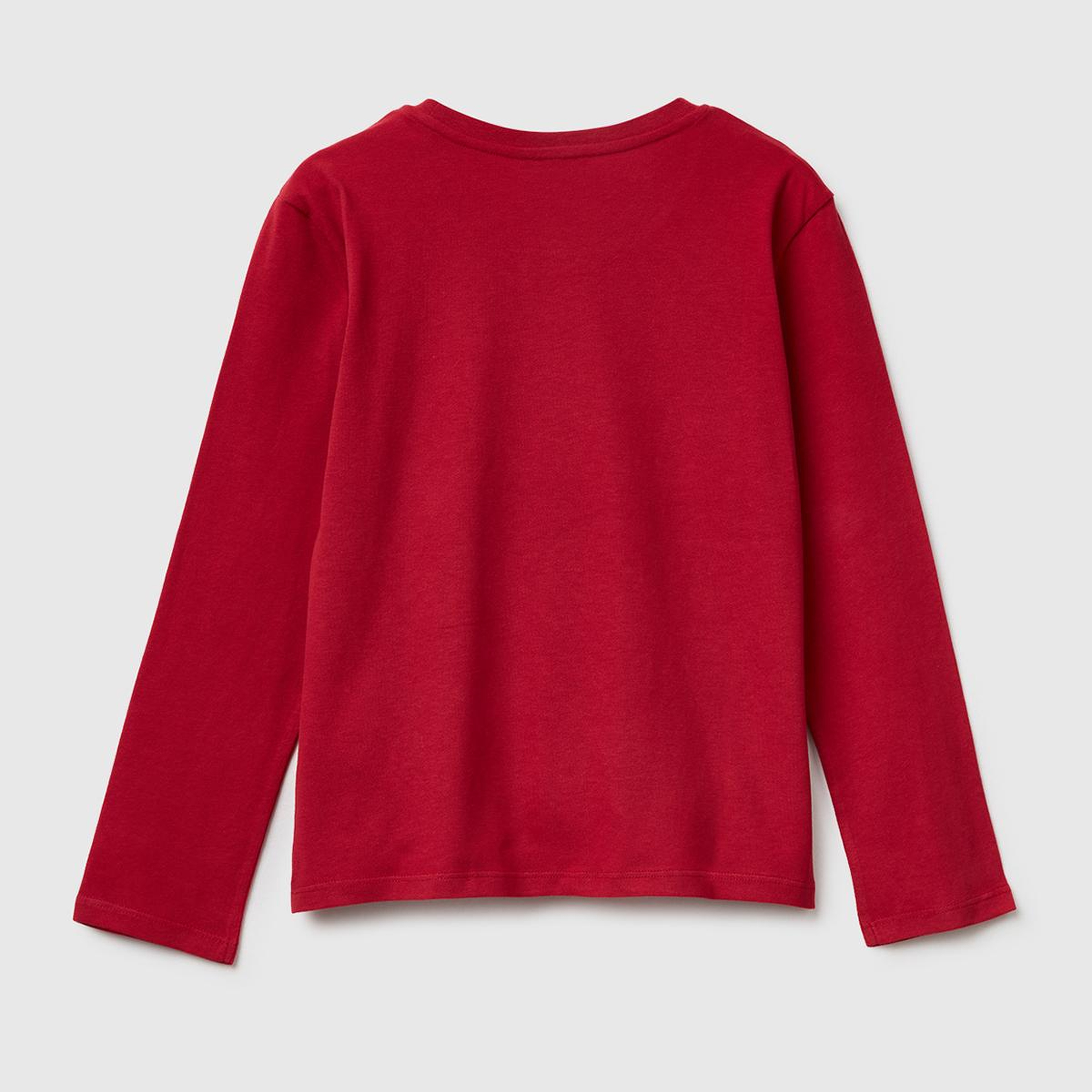 Kız Çocuk Bordo Önü Simli Baskılı Uzun Kollu T-shirt
