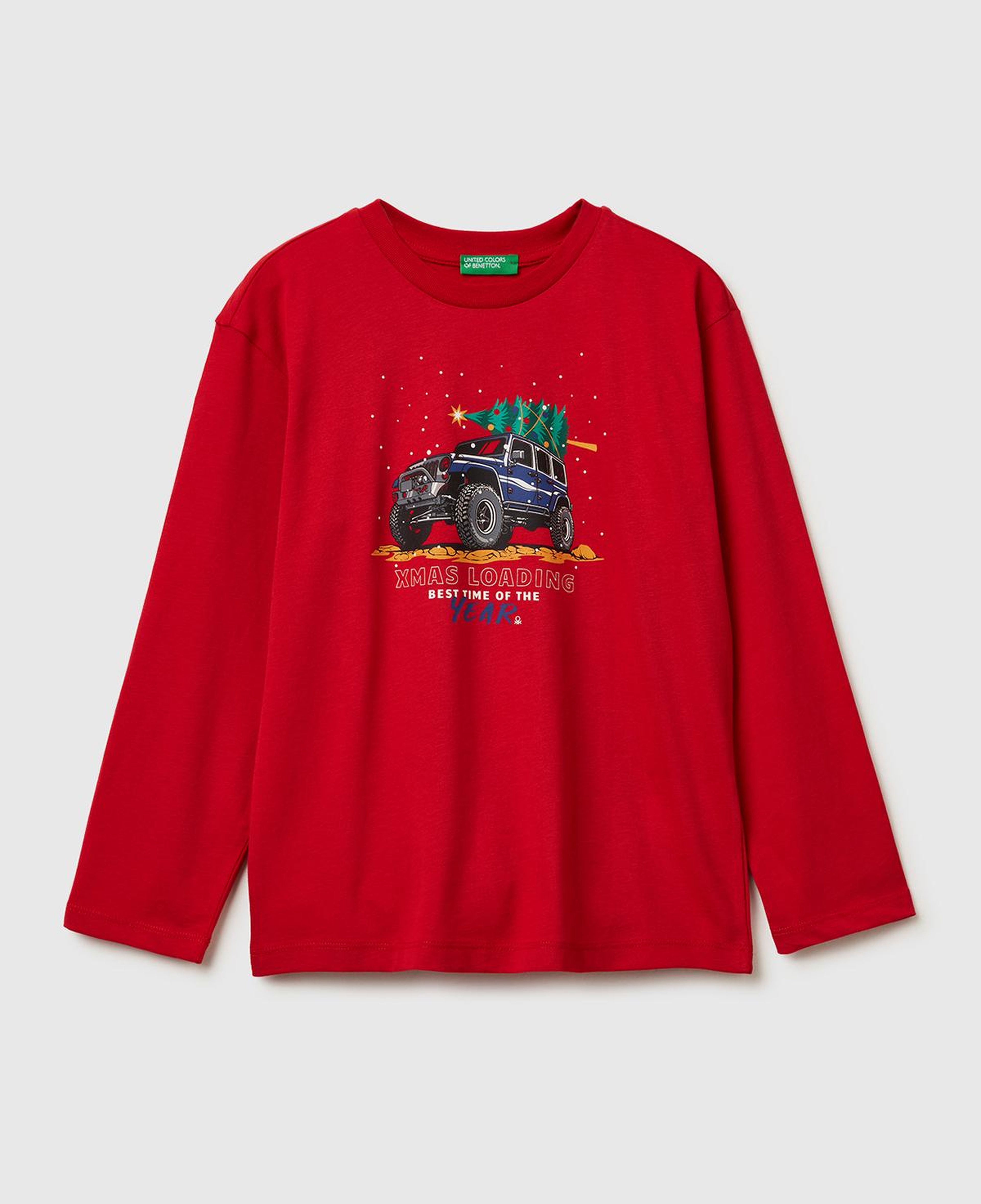 Erkek Çocuk Kırmızı Baskılı Bisiklet Yaka Uzun Kollu T-shirt