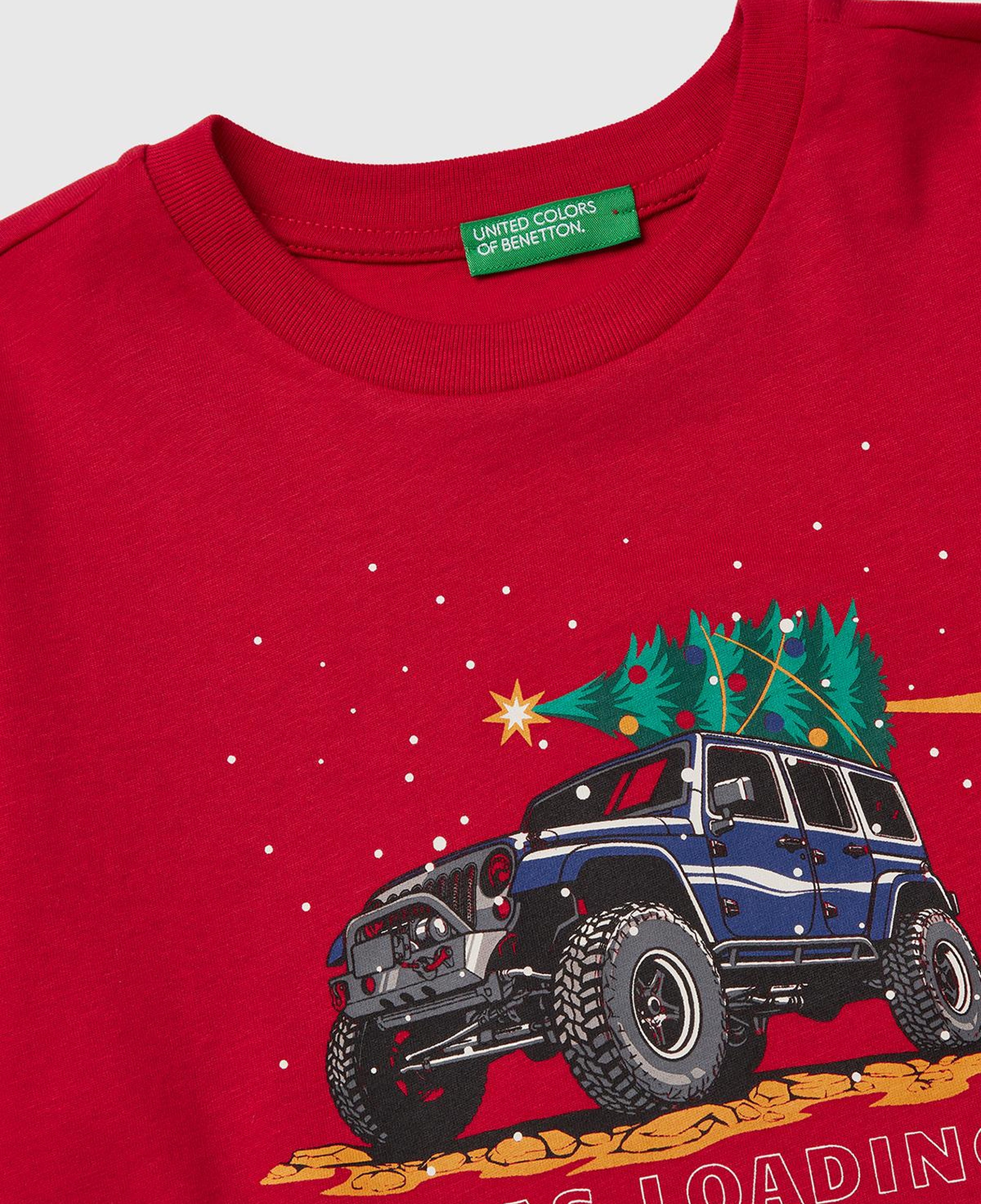 Erkek Çocuk Kırmızı Baskılı Bisiklet Yaka Uzun Kollu T-shirt