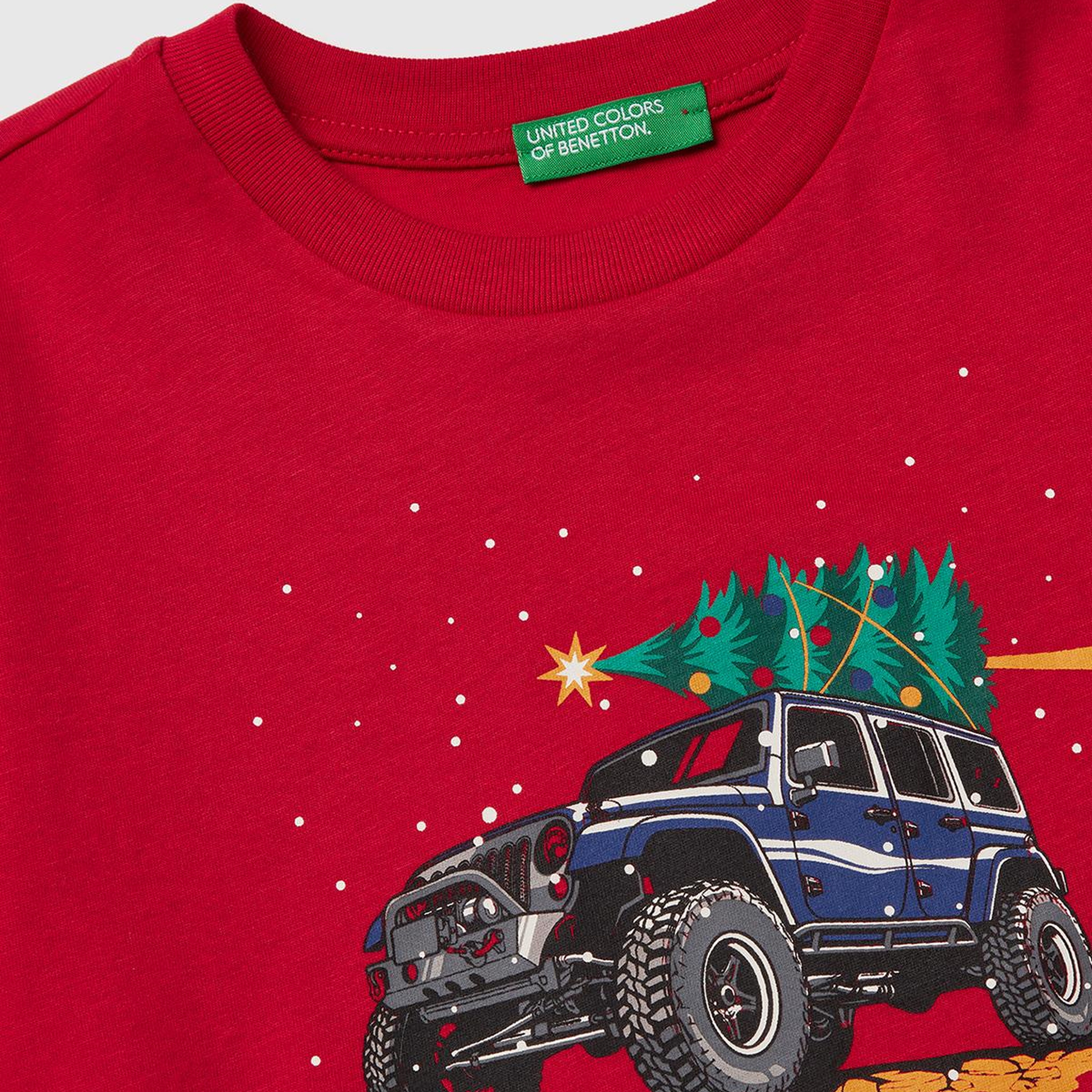 Erkek Çocuk Kırmızı Baskılı Bisiklet Yaka Uzun Kollu T-shirt