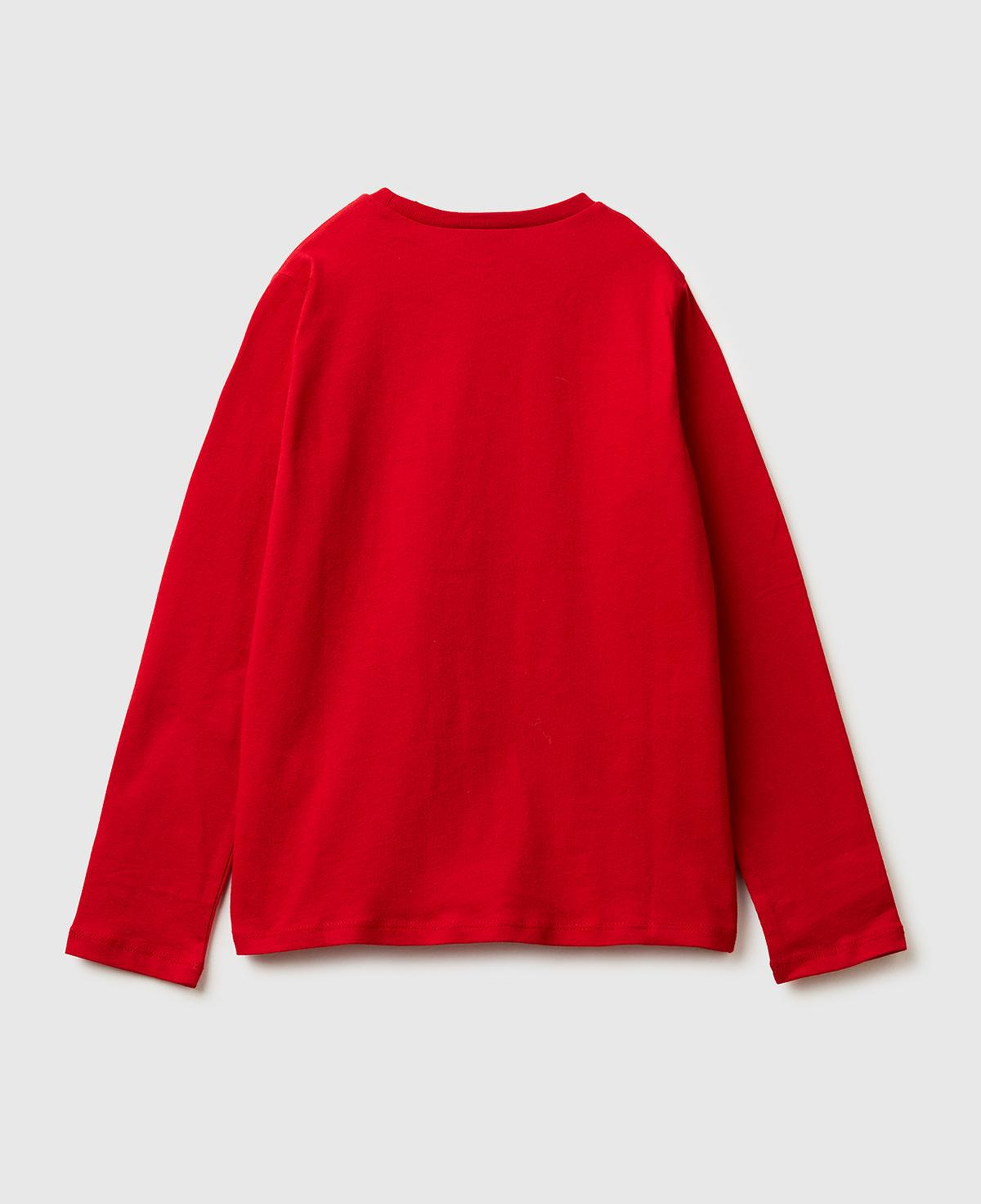 Erkek Çocuk Kırmızı Peanuts Yılbaşı Baskılı Logo Etiketli Kabartmalı Uzun Kollu T-shirt