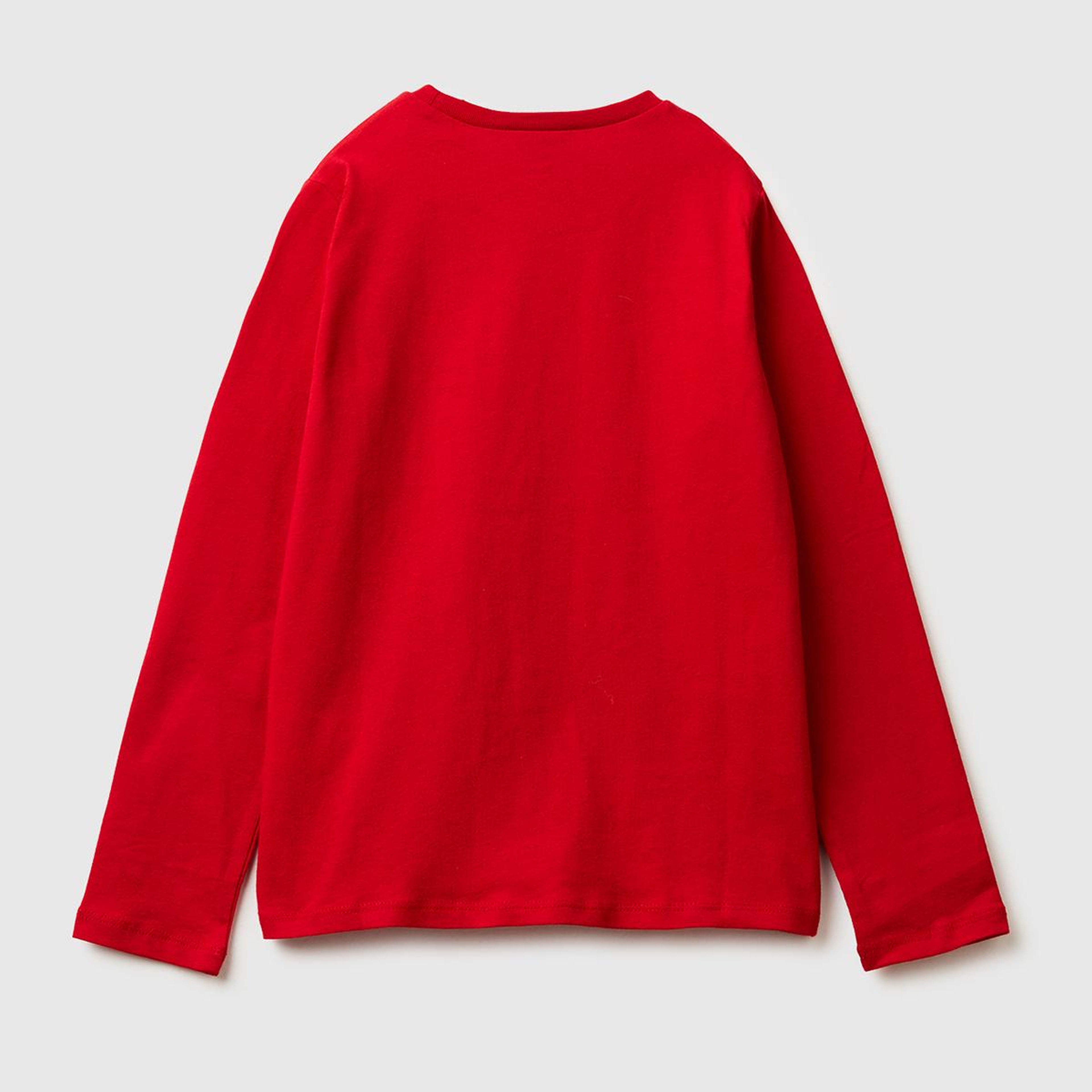 Erkek Çocuk Kırmızı Peanuts Yılbaşı Baskılı Logo Etiketli Kabartmalı Uzun Kollu T-shirt